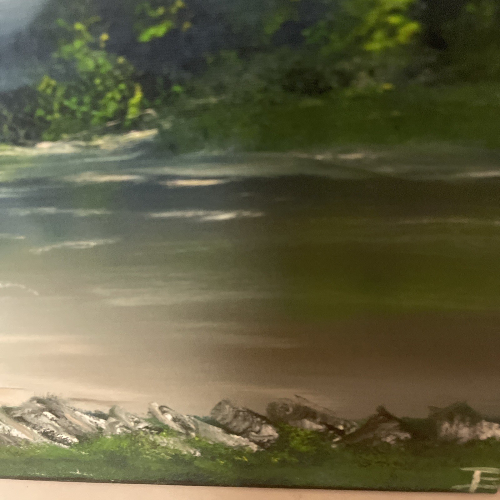 Oil Painting, impressionism, landscape, original, signed, Sky, blue clouds, Land