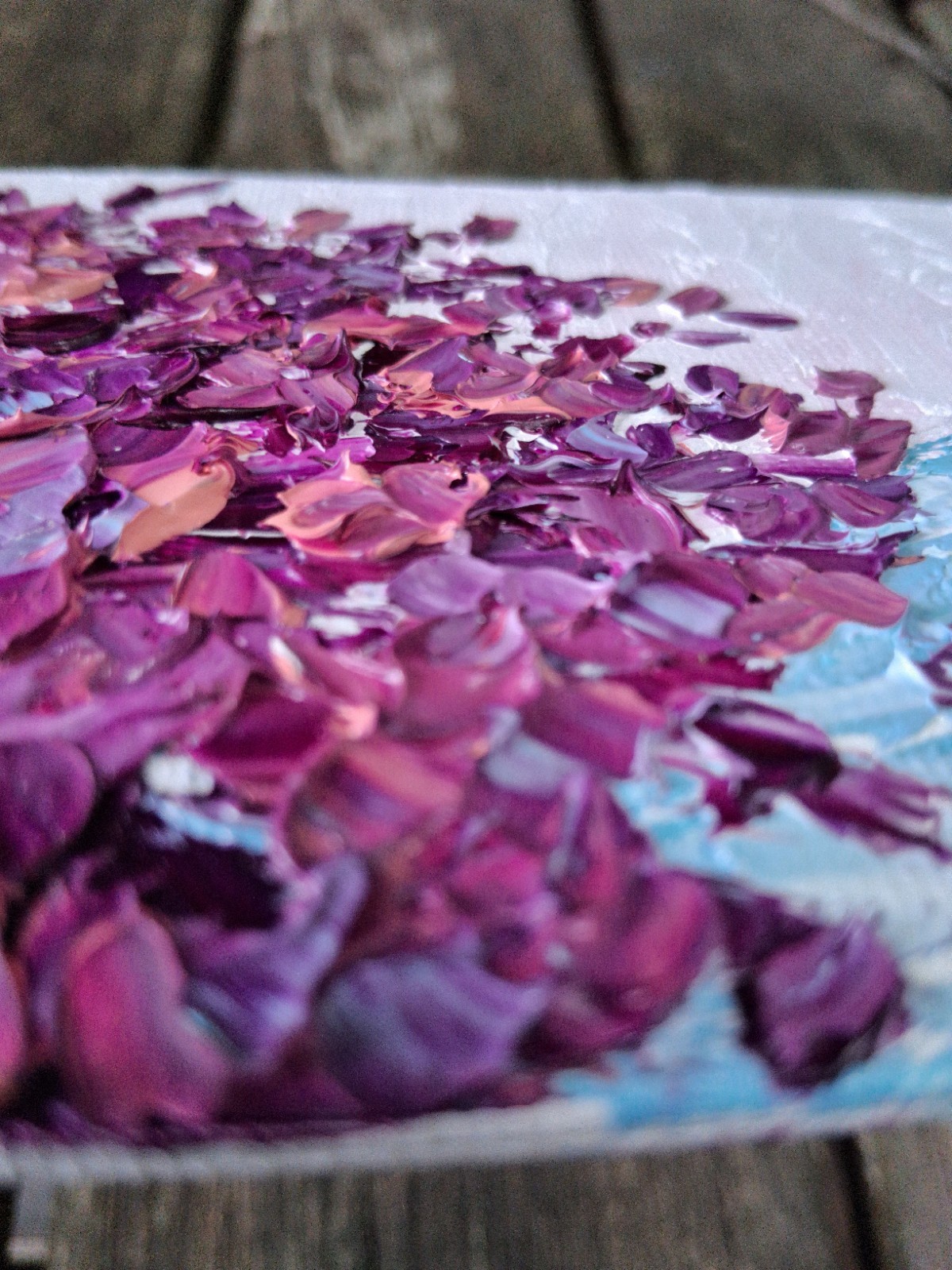 Original 4″x6″ Textured Oil Painting IMPASTO Flower Bouquet purple Wildflowers