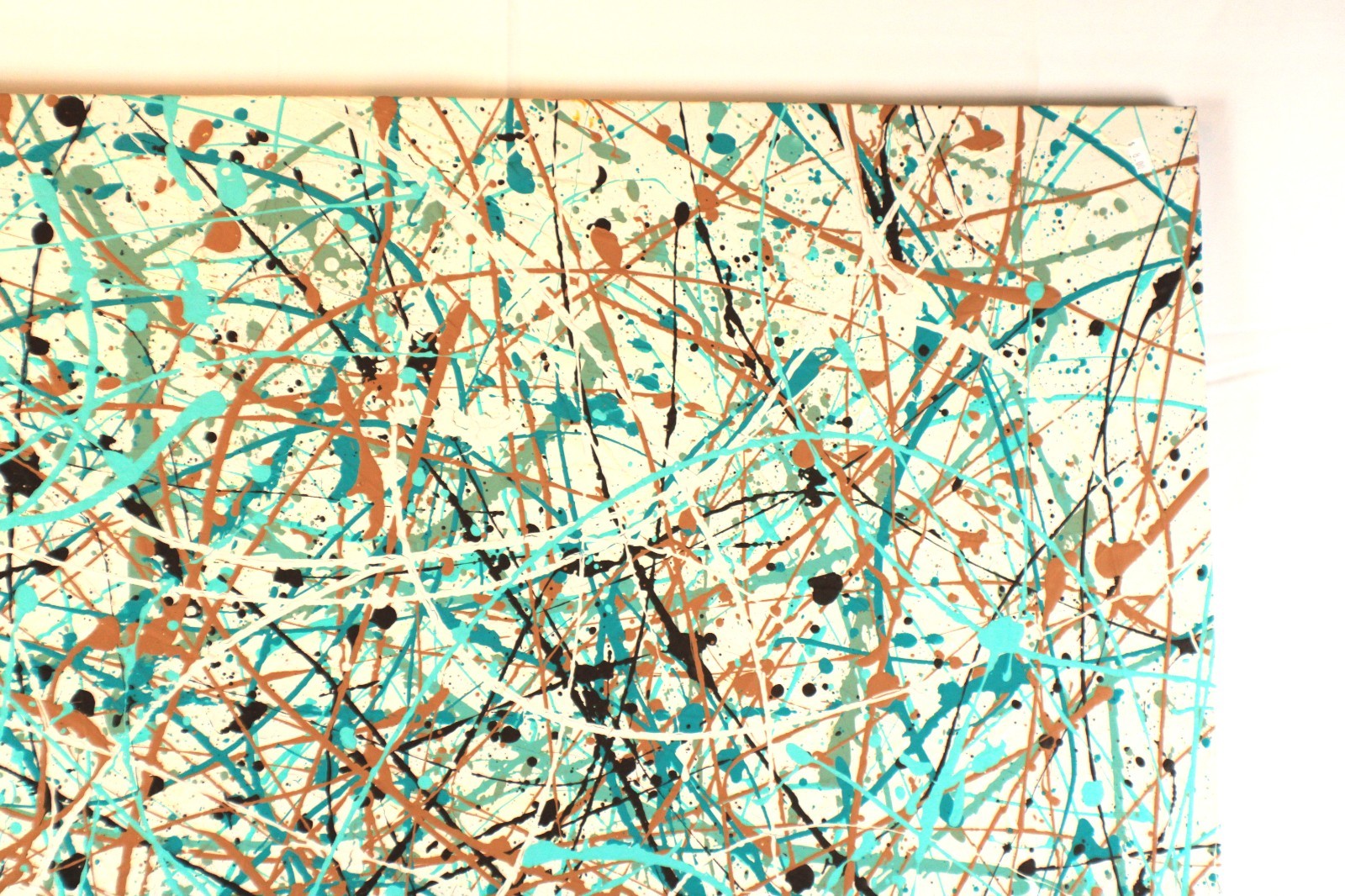 Vintage Spatterware Abstract Multi Color Oil Painting Unsigned