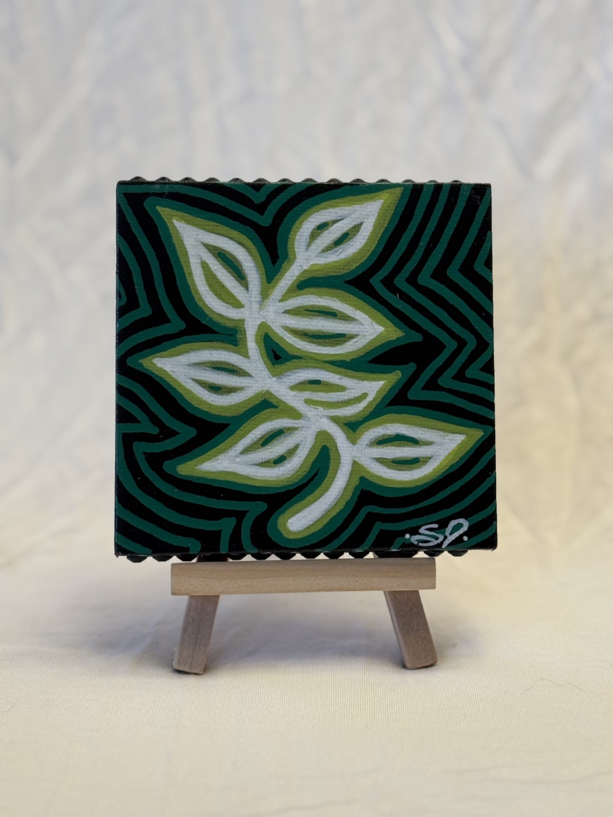 Acrylic Painting Decor On 4”x4” Canvas- Plant By Sara Jessup (SJessupArt)