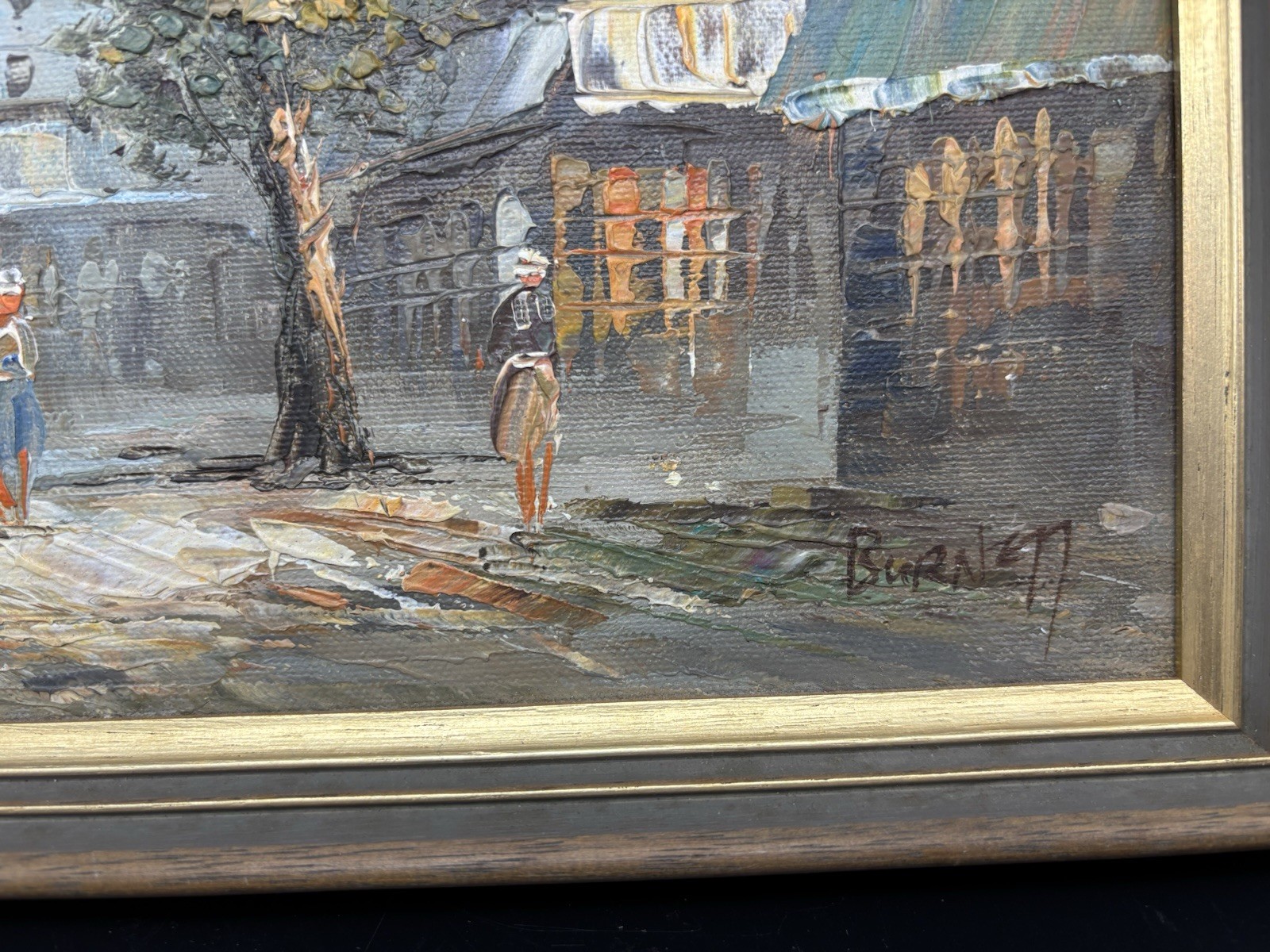 Vintage CAROLINE BURNETT «PARIS» Signed 8″ X 10″ Oil Painting Framed