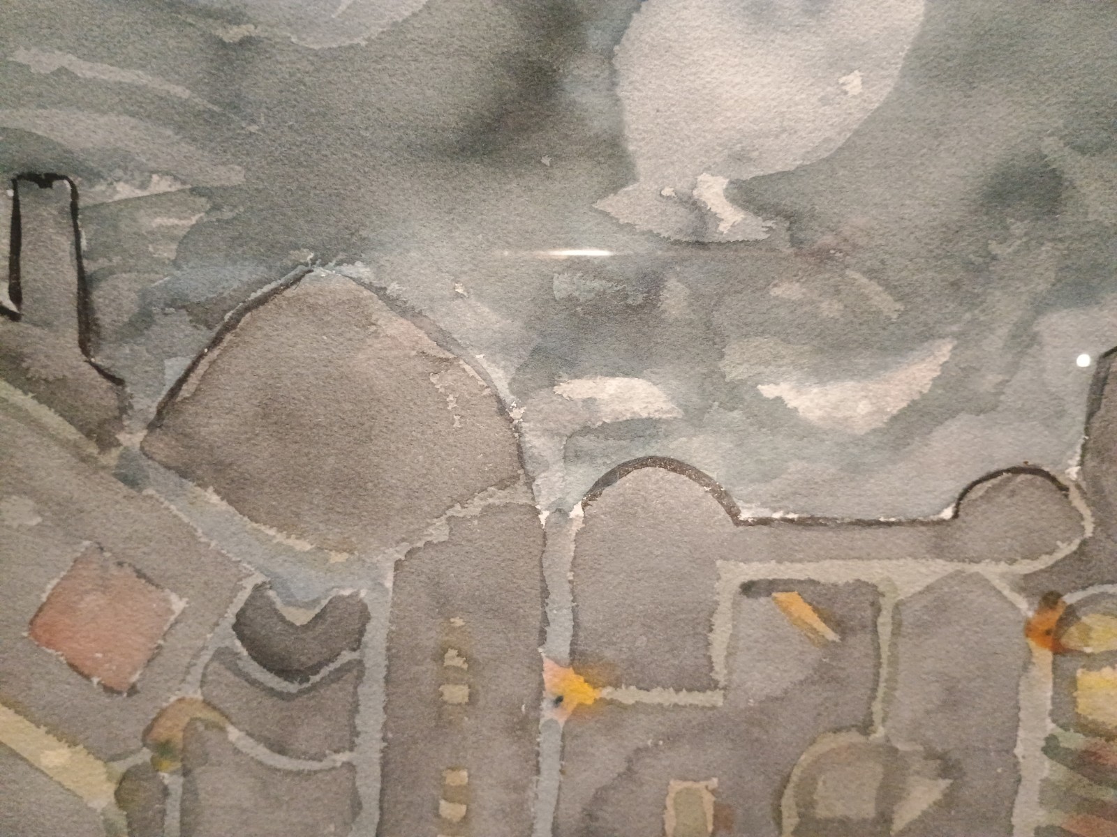«Blackout» Framed/Matted/Signed Original Watercolor Landscape Herbert Mander