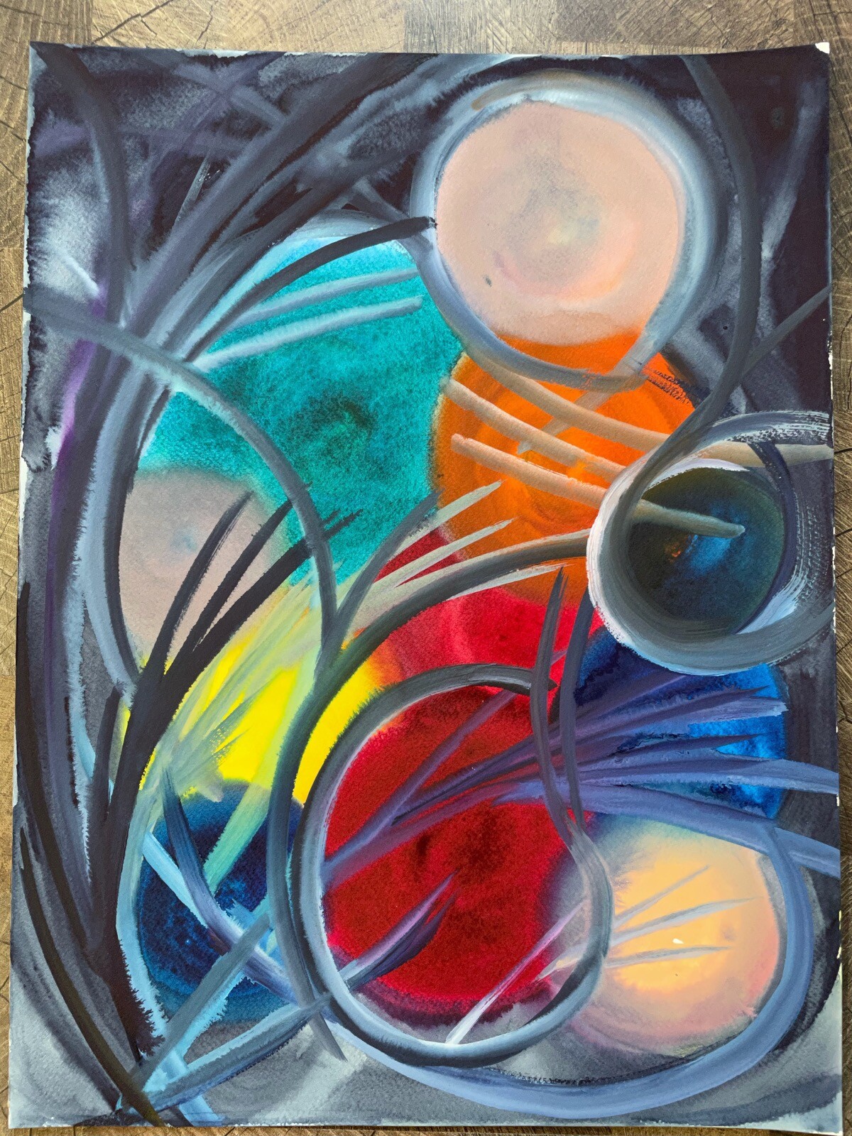 Modern Art Abstract Composition Geometric Colorful Circles Spheres