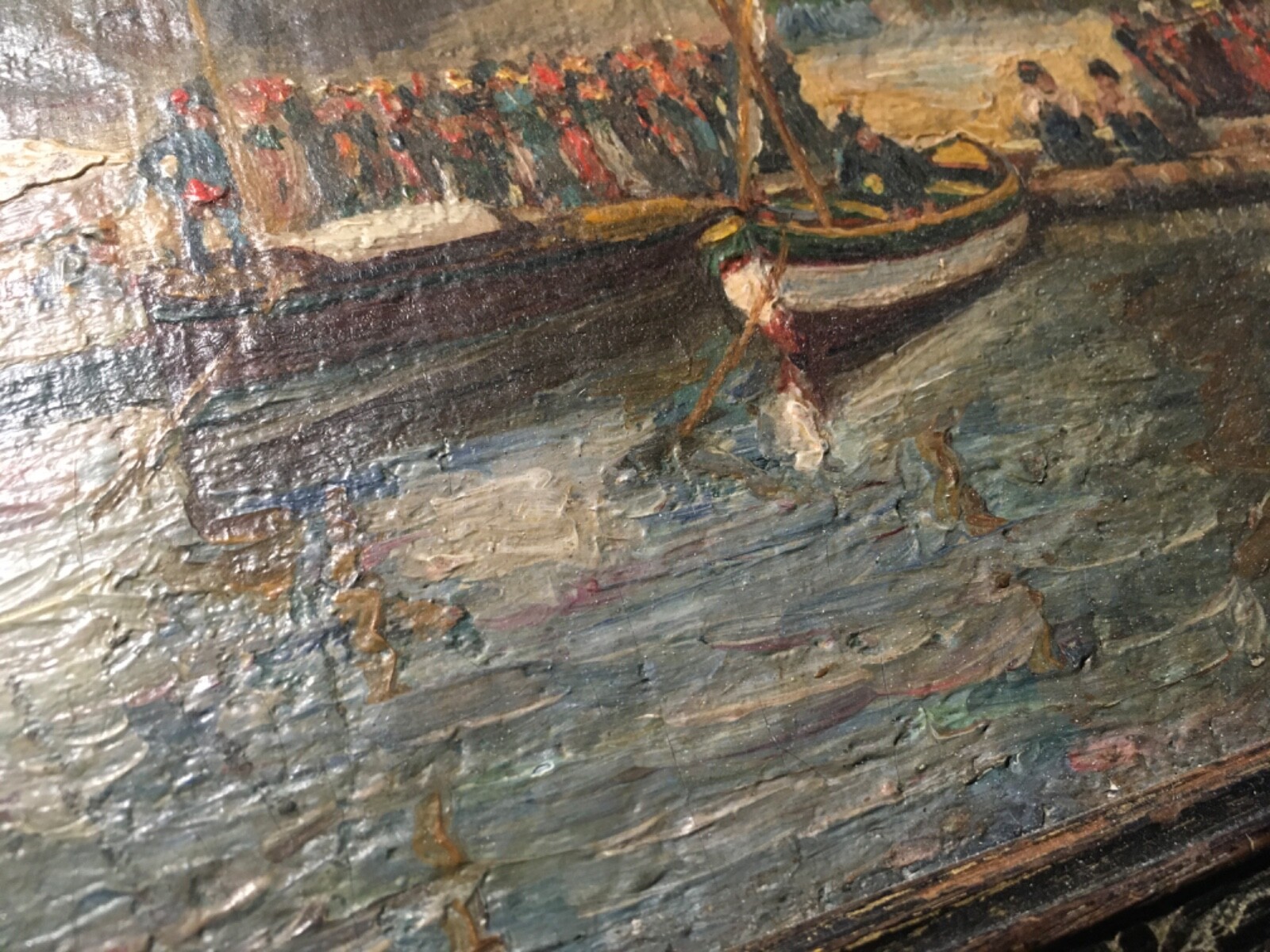 Antique Spain Basque seaport scene OIL ON PANEL Garcia Y Menendez signed