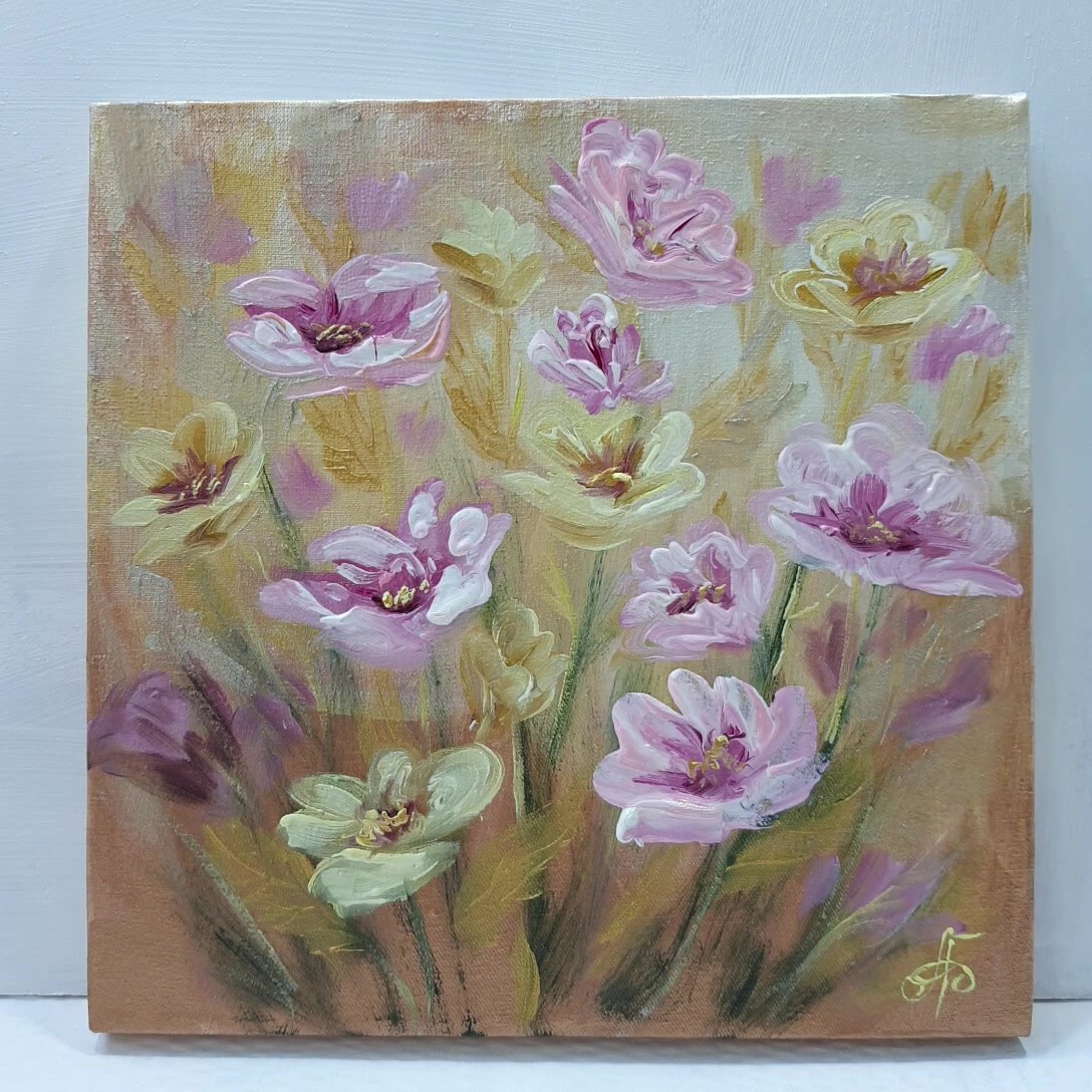 Original Flowers Hand Painted Artwork Home Decor Gift Wall Art Ukrainian Artist