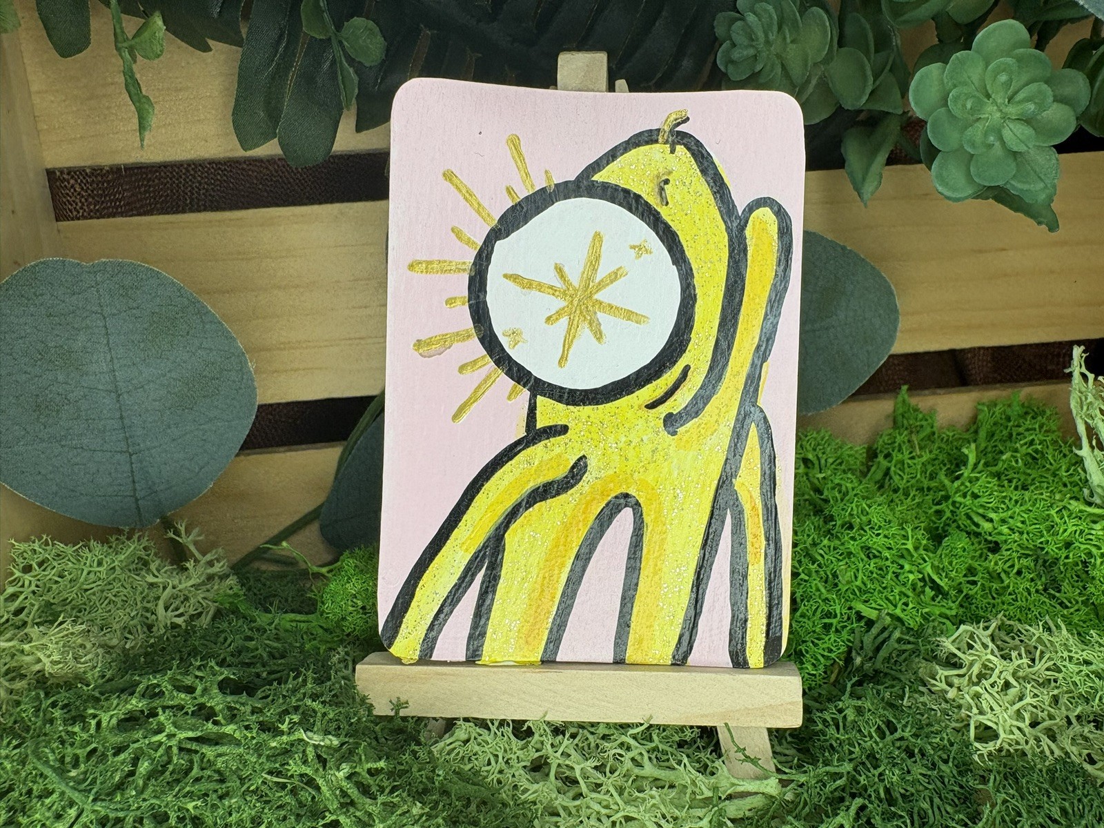 Original ACEO – Radiant Frog by InAPandaSuitArt – 2.5 in x 3.5 in – mixed media