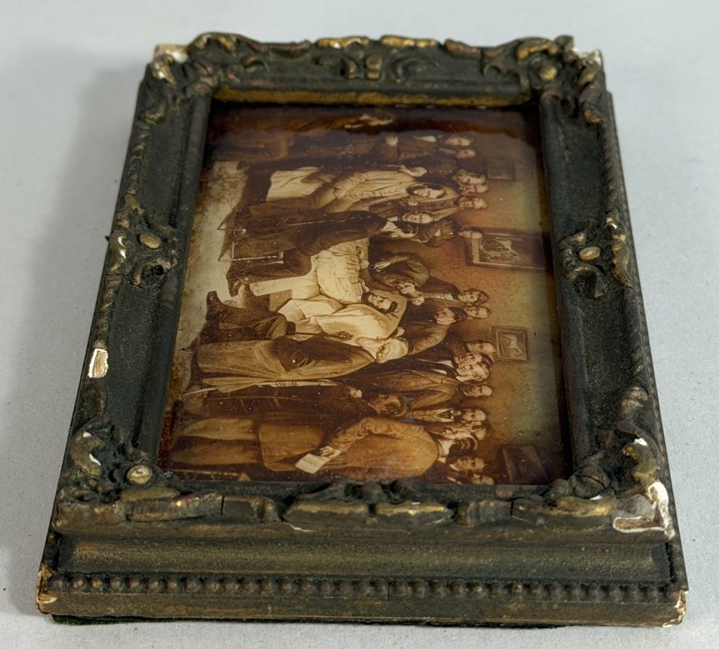 Antique Reverse Painting Abraham Lincoln On His Deathbed Framed