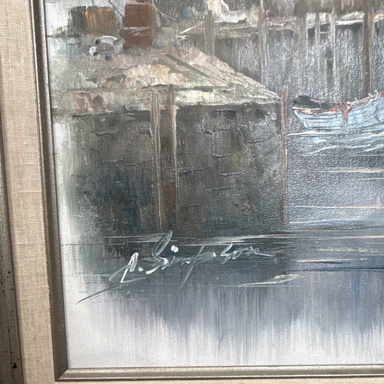 A. L. Scott Signed Framed Impressionist Harbor Seascape Boats Painting