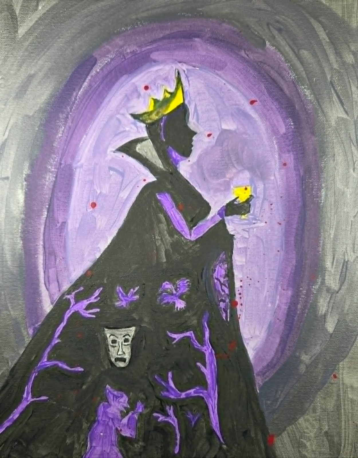 Hand Painted Evil Queen Acrylic Painting 11×14 Canvas Board Disney Fan Art