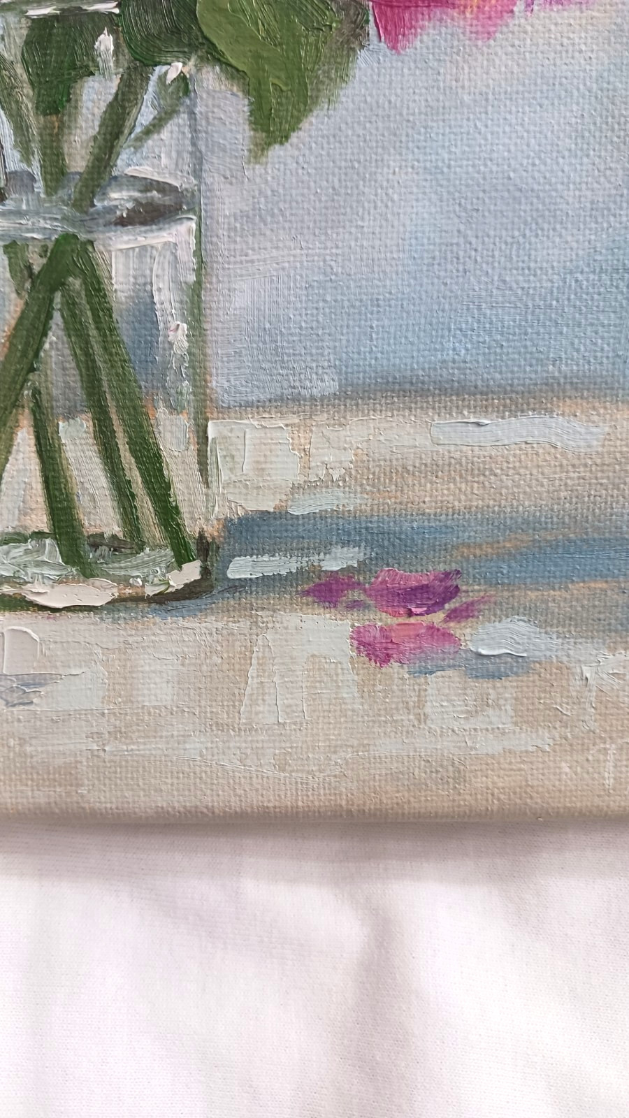 Pink Hydrangeas ORIGINAL Oil Painting Flowers in Vase Fine Art 8″x10″