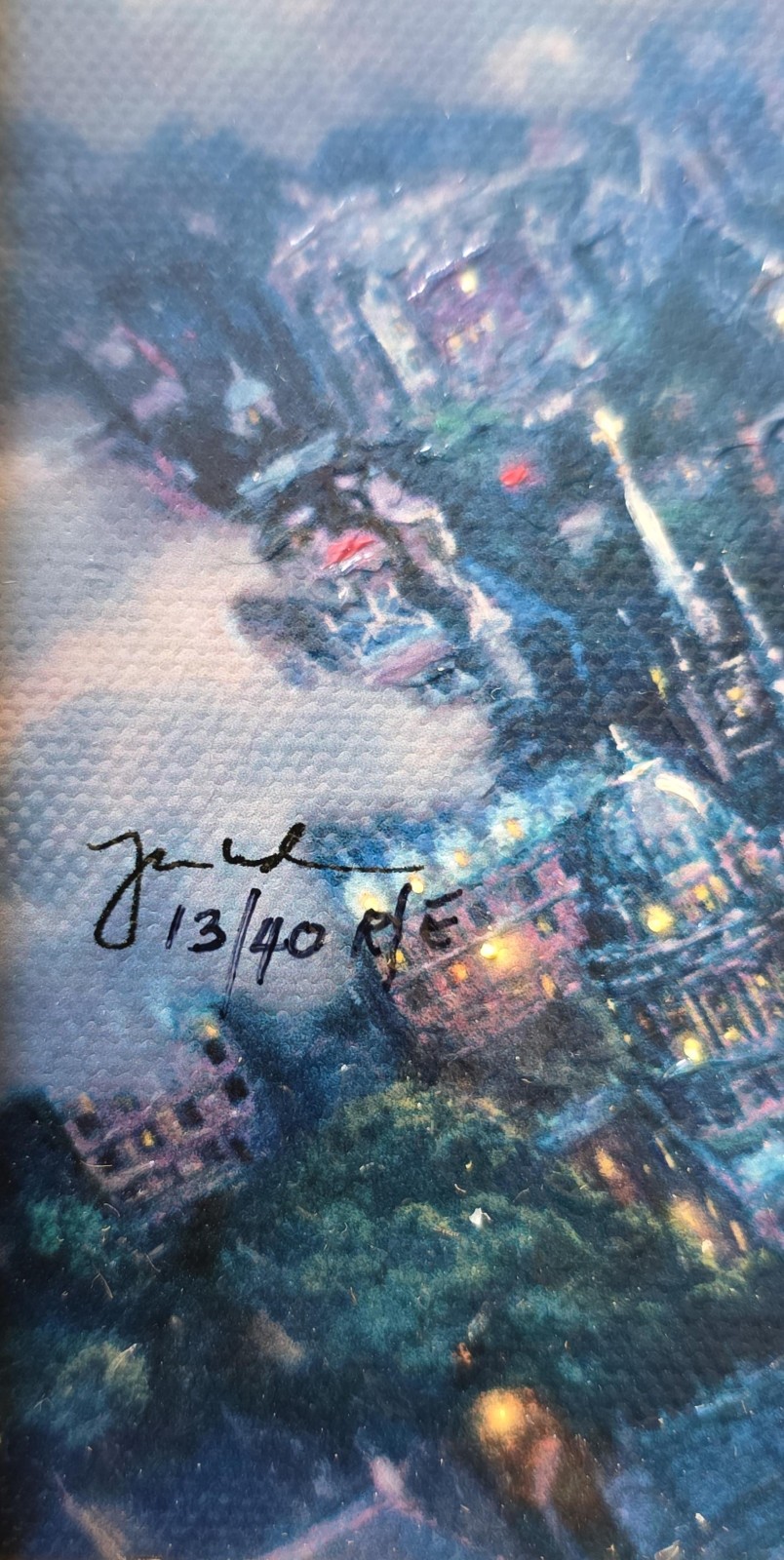 Thomas Kinkade Tinker Bell and Peter Pan fly to Neverland 12×18 R/E COA 13/40