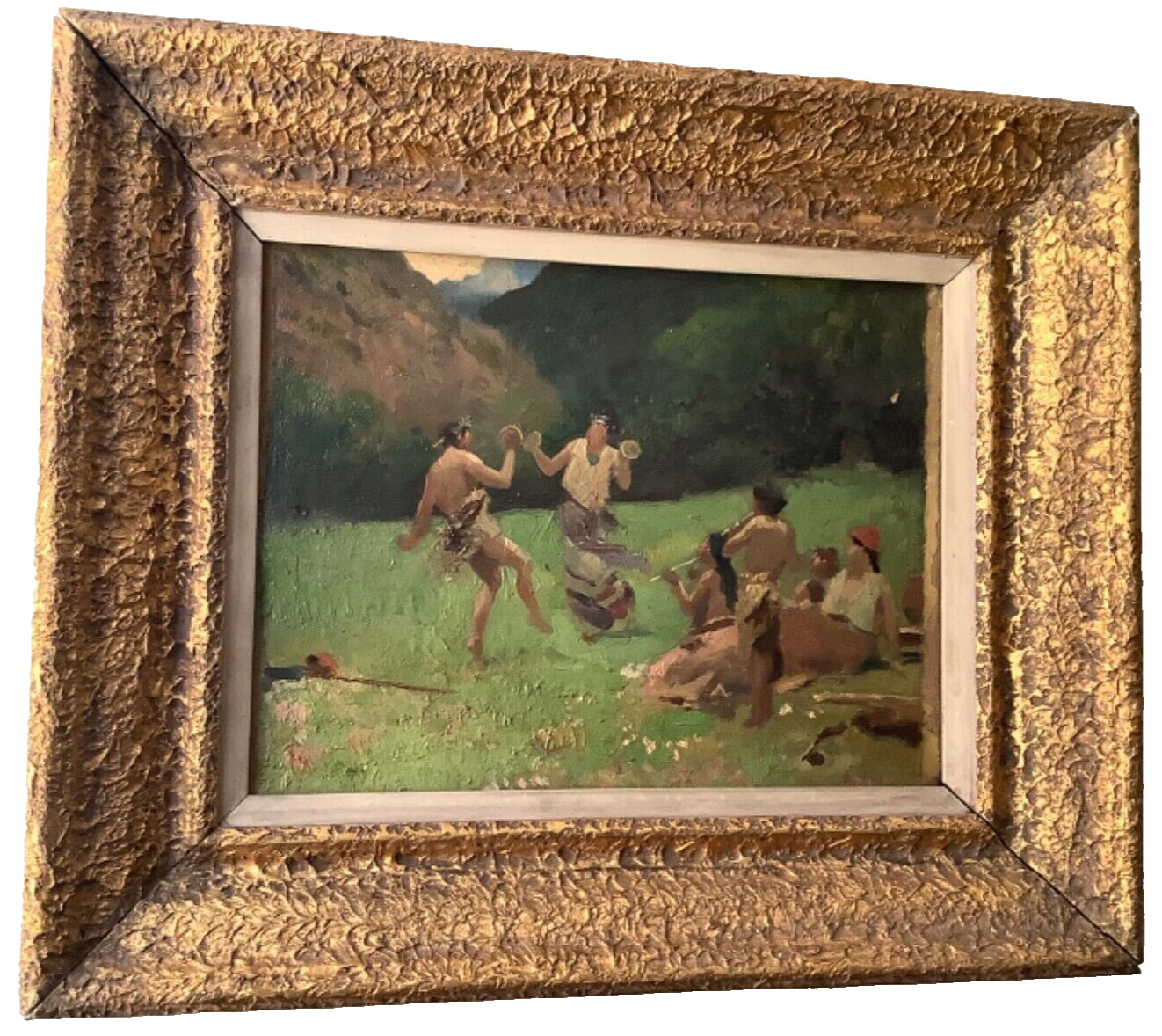 19th Century Impressionism Winslow HOMER ? Rare Native American Dance Oil Canvas