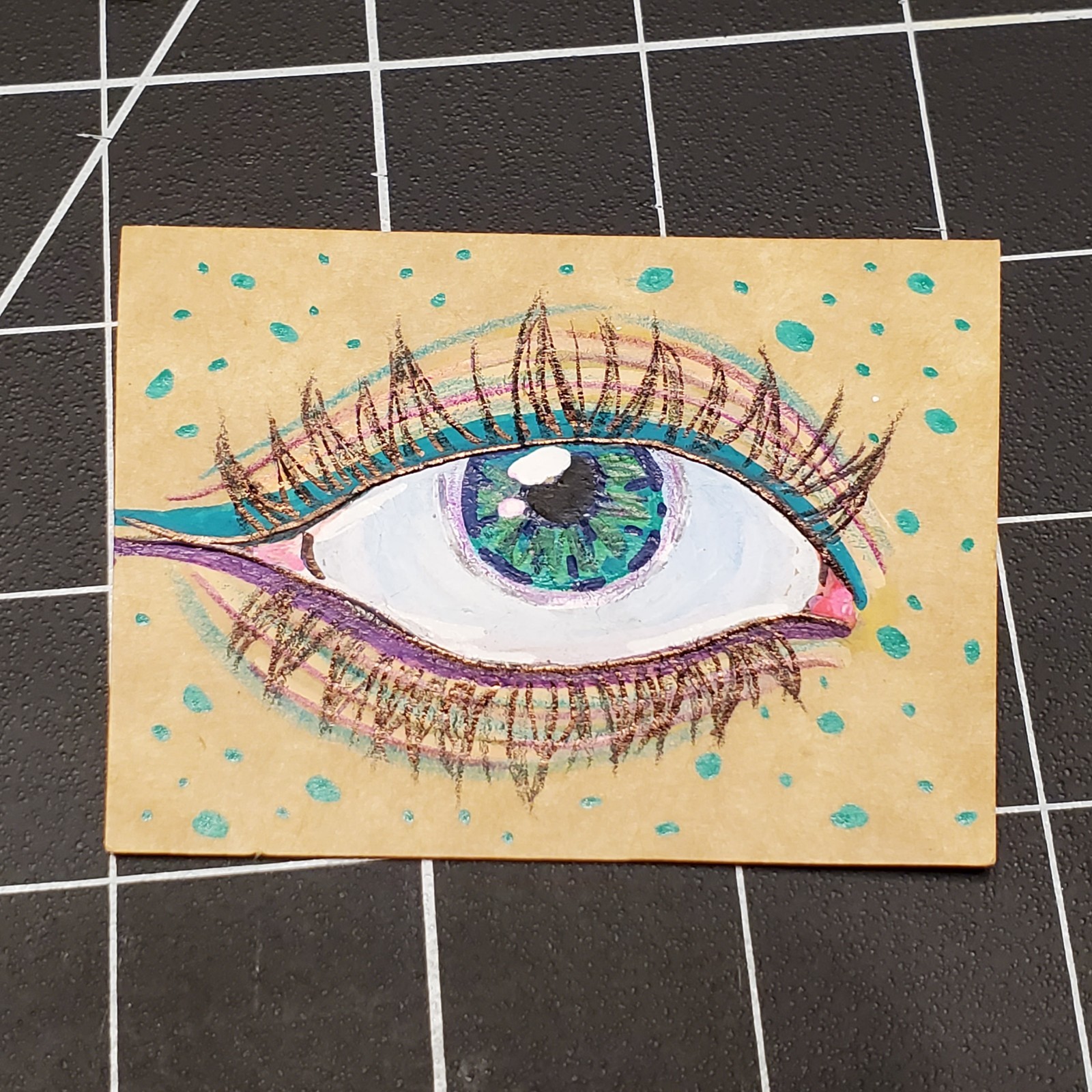 Green Freckles – Tiny Art – Eyeball Painting – Makeup
