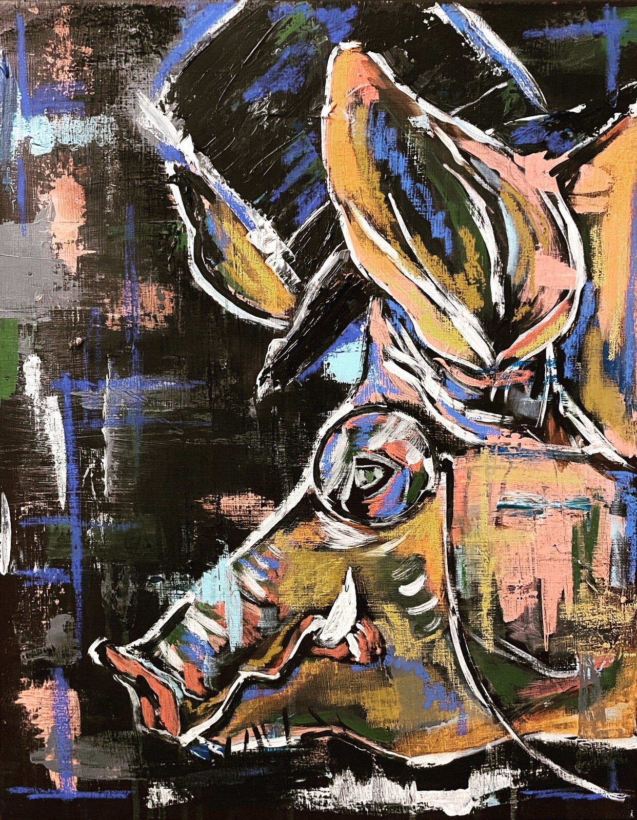 Animal Farm Illustration “Napoleon” Pig With Top Hat 16 x 20 Acrylic and Pastel