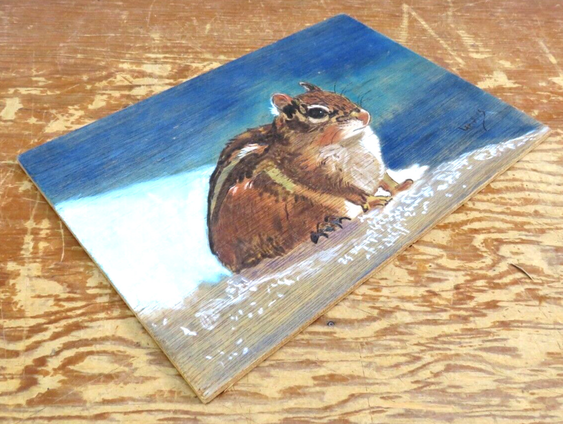 Original Wood Burning Art – Chipmunk Painting 11.25″ x 8″