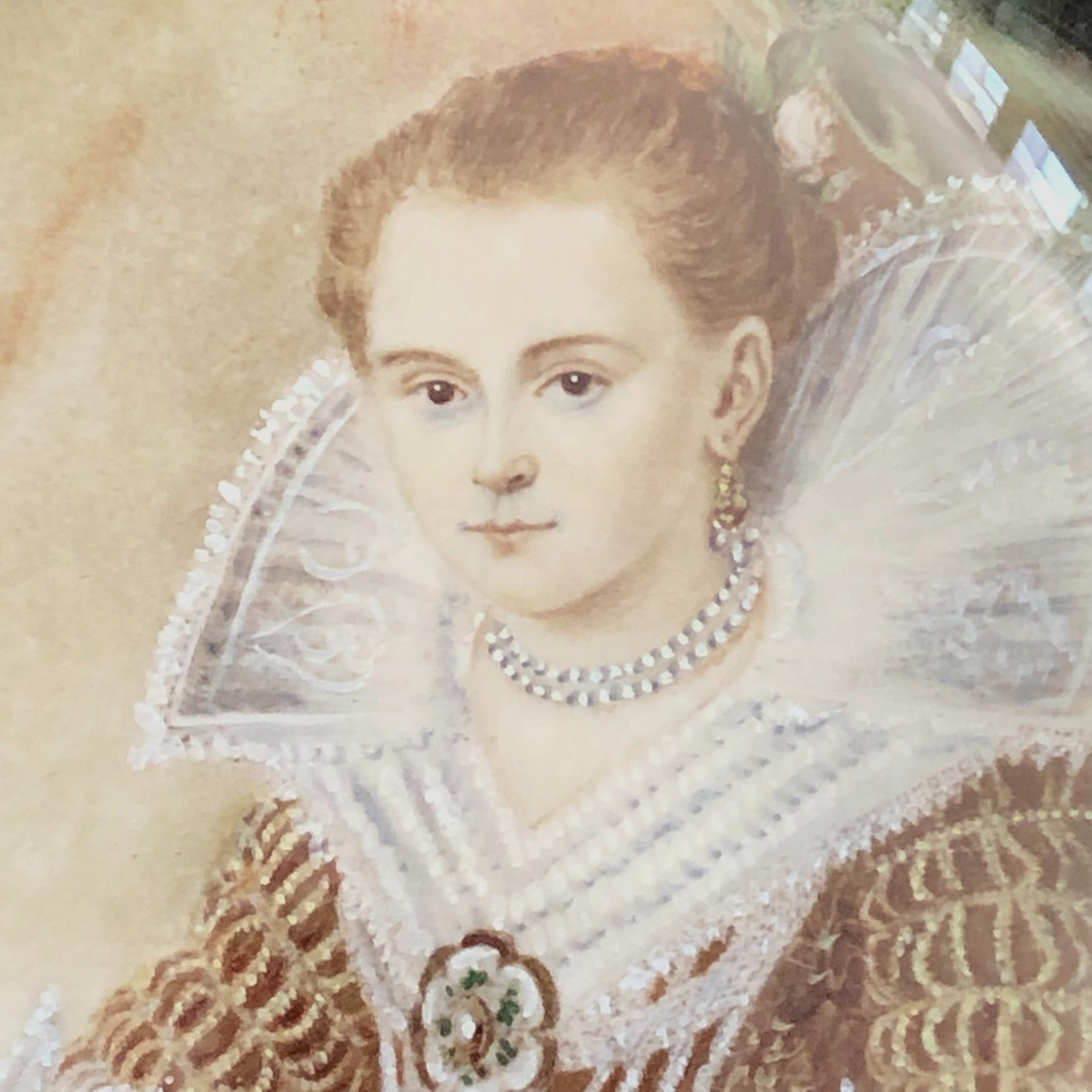 Antique Round Hand Painted and Signed Women’s Portrait in Original Frame.
