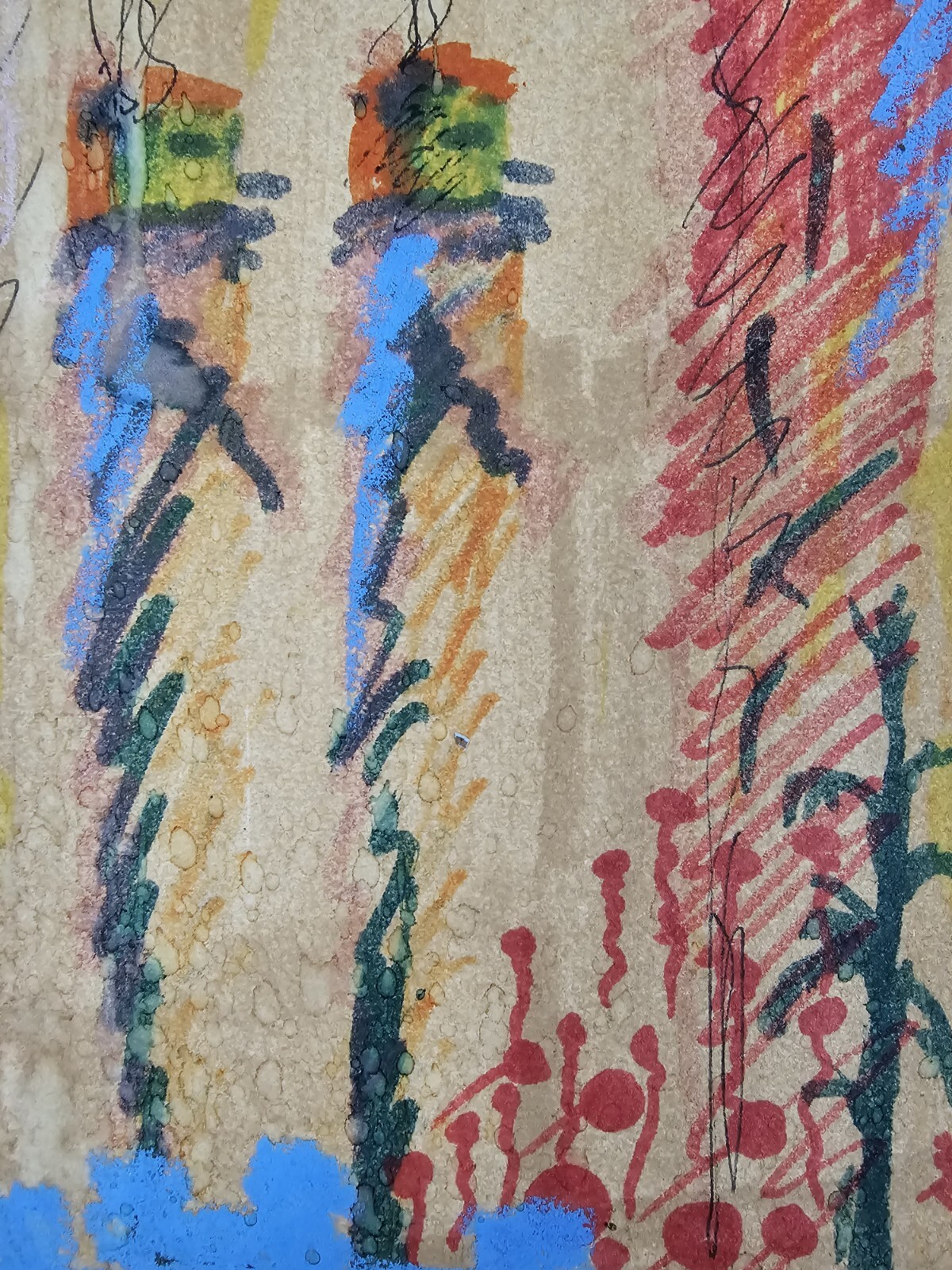 Odd Antique Original Illegibly Signed Abstract Painting 15.5×13.5 Framed VTG Art