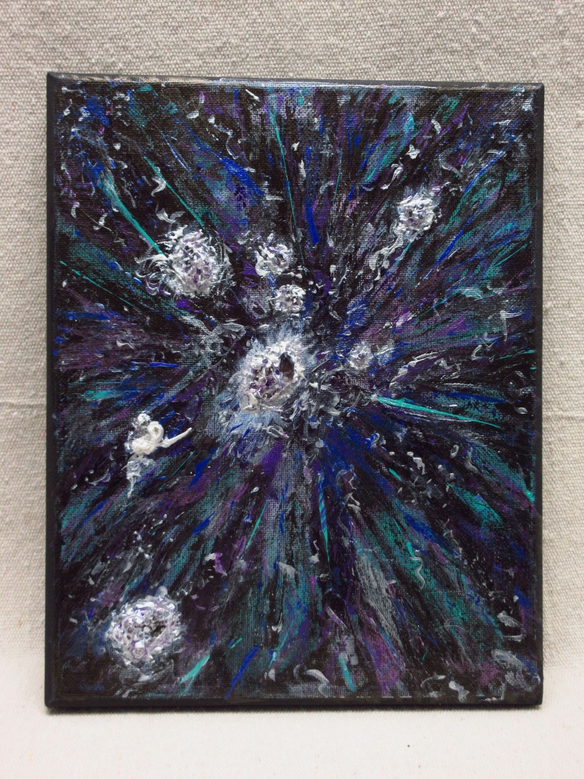 Original Abstract Painting on Canvas Crystals Space Wall Art «Nebula»