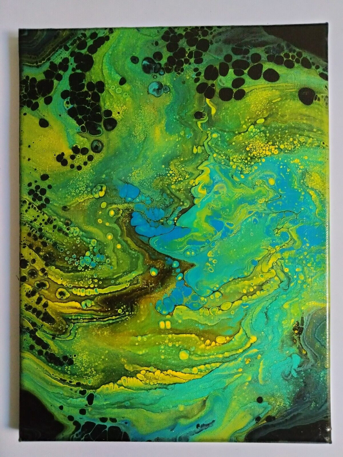 Original Abstract Acrylic Painting Stretched Canvas 9″x12″x0.6″ Wall Art Decor