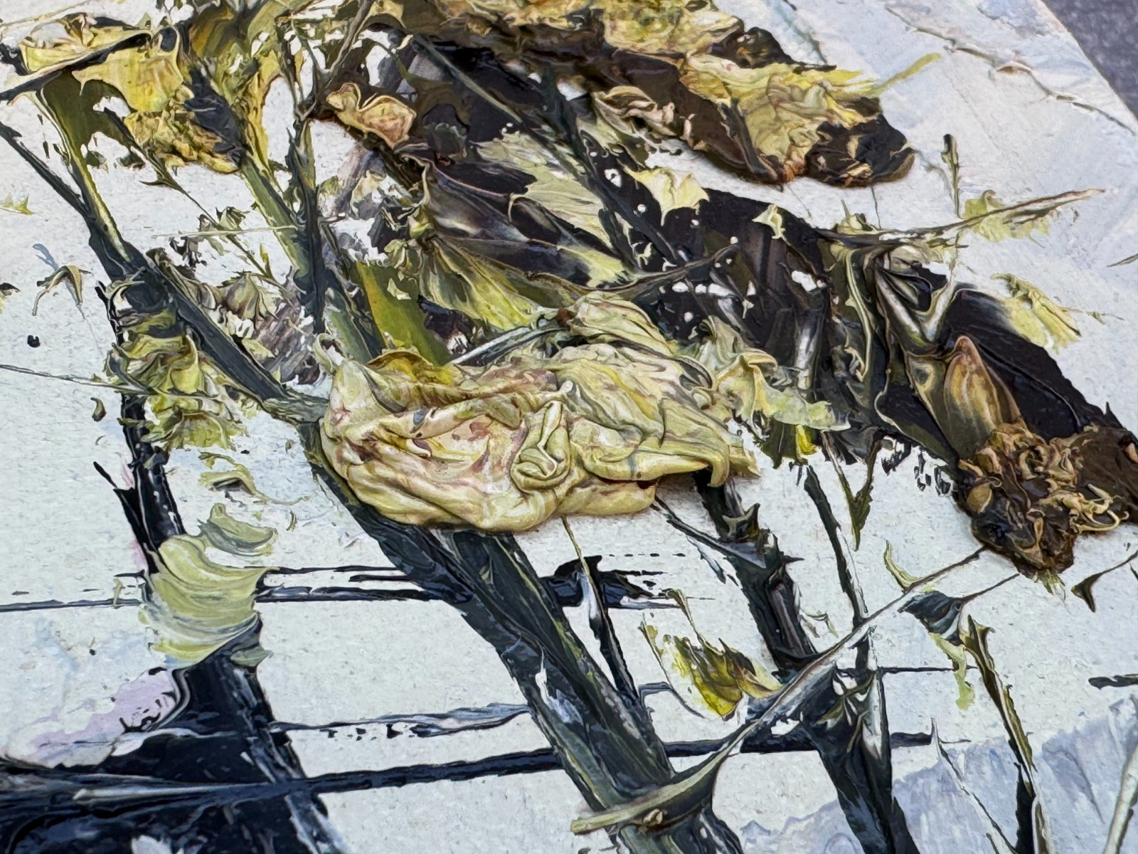 KEE FUNG NG K.F. OIL PAINTING CHINESE ASIAN ORIGINAL THICK IMPASTO PALETTE KNIFE