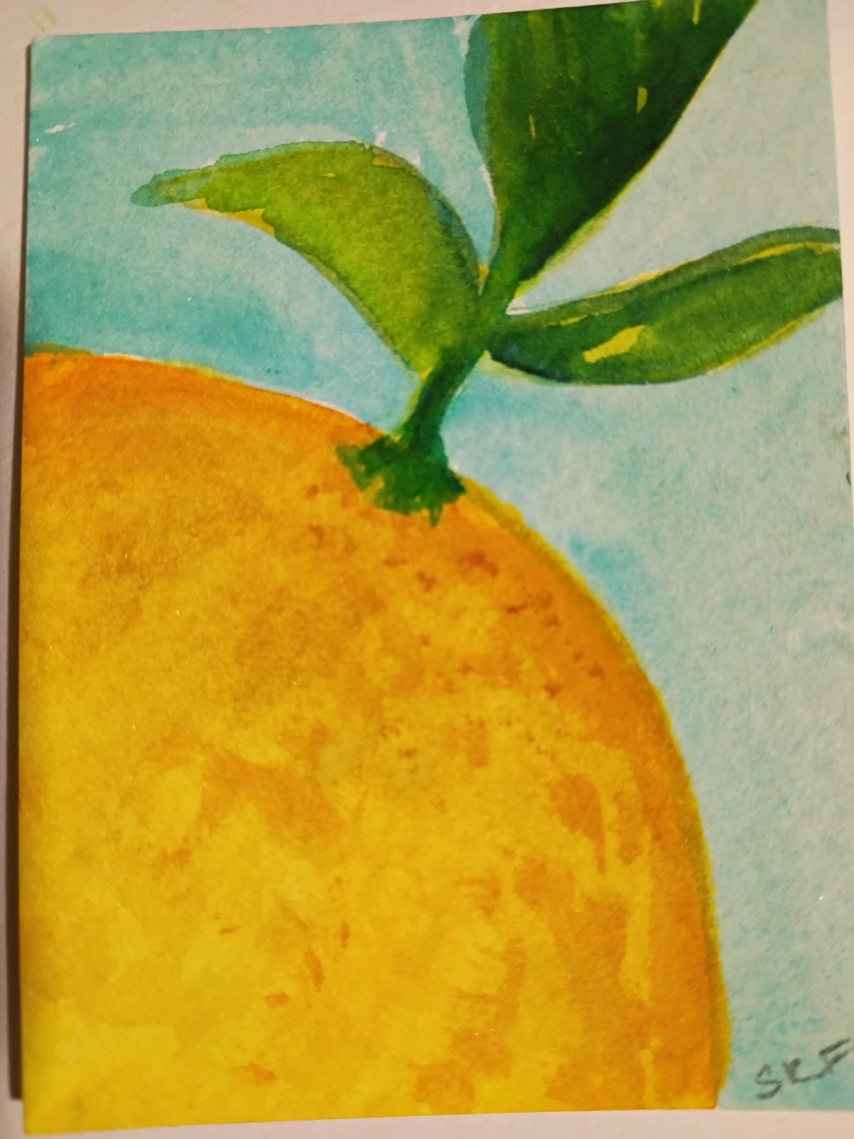Original ACEO Lemon, Watercolor Painting Art by Sharon Foster
