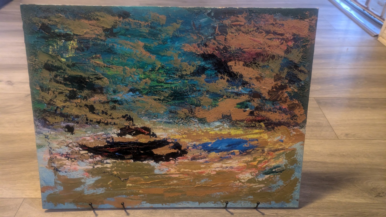 *VINTAGE 24″ x 18″ ORIGINAL OIL ABSTRACT PAINTING BEAUTIFUL BLEND STUNNING ART*