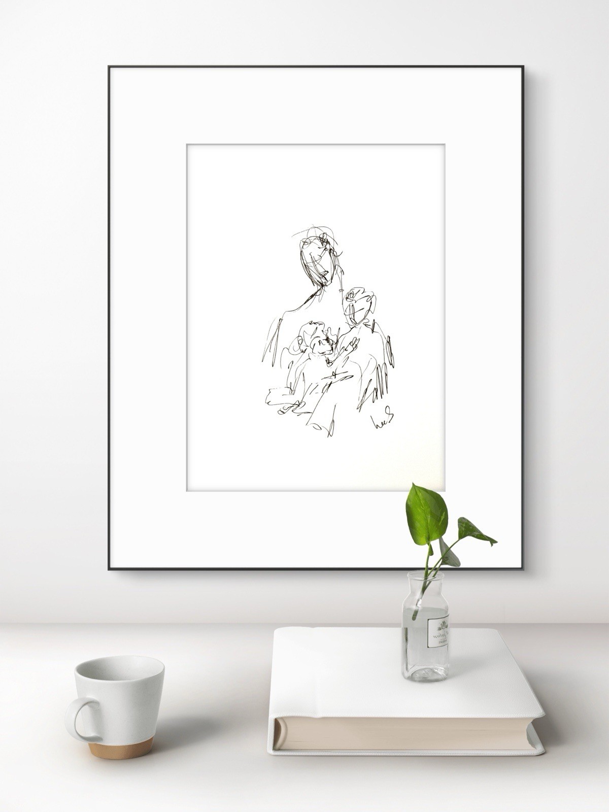 Original Abstract Expressionism 9×12 Mother and Child Mother’s Day Signed 19