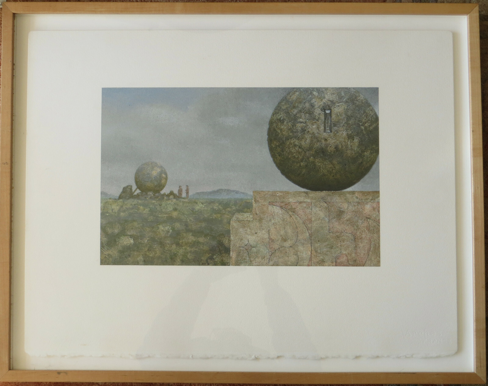 Clayton Anderson – Surrealist, Visionary Painting – Landscape with Two Spheres