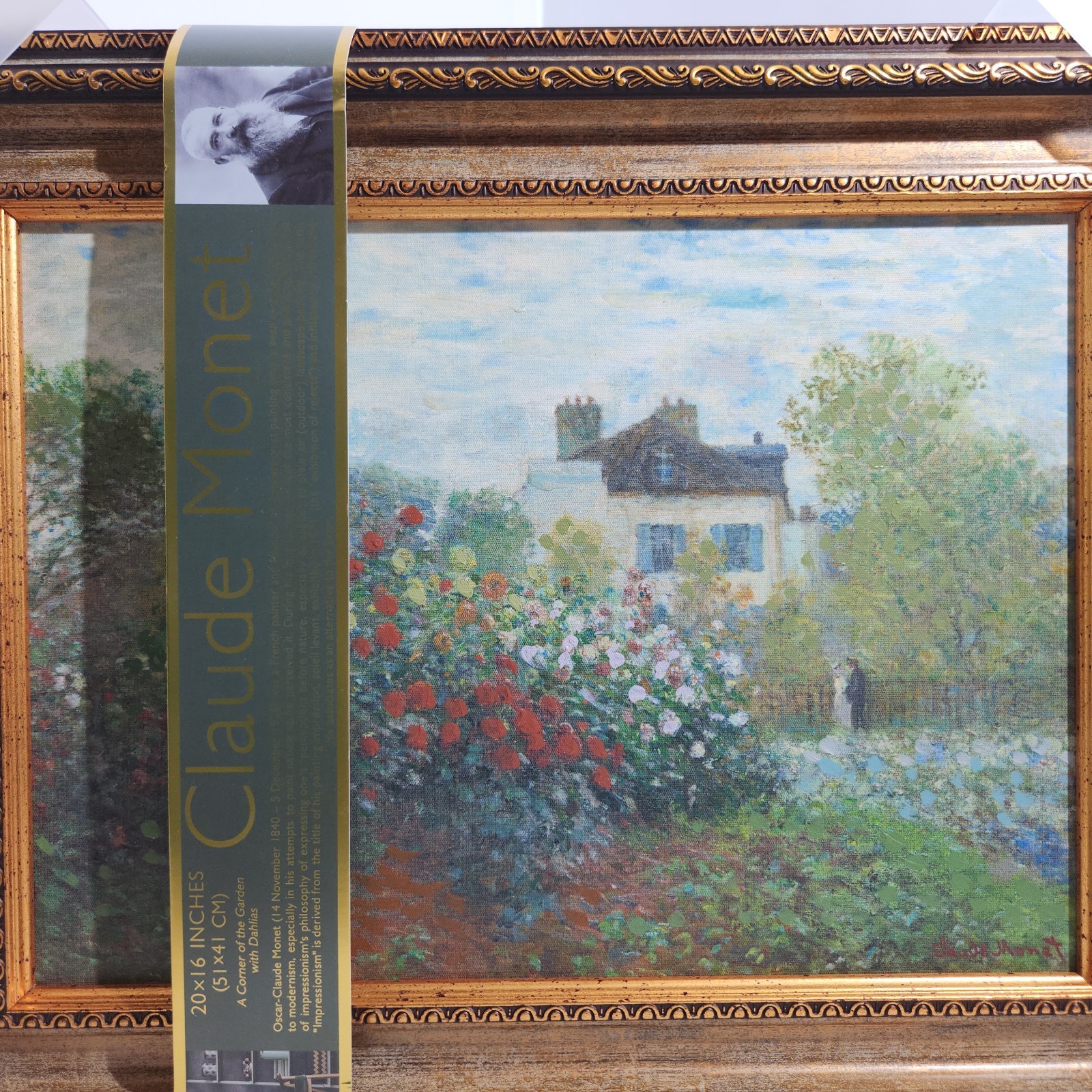 Monet Artist’s Garden at Argenteuil Canvas 20×16 Textured Framed Art Reproduct