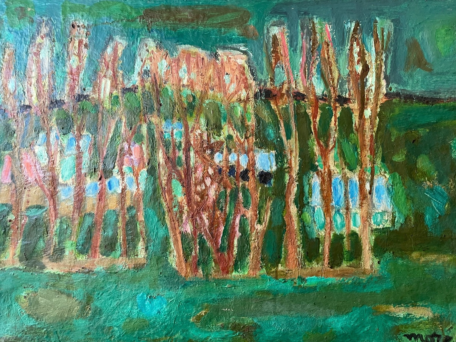 Germaine MORE Signed Student of Henri MATISSE Modernist Painting Landscape 1940s