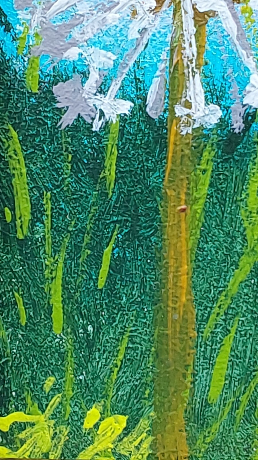 Wildflowers Dandelions ladybug Original Painting Small Gift Handmade Wall Art