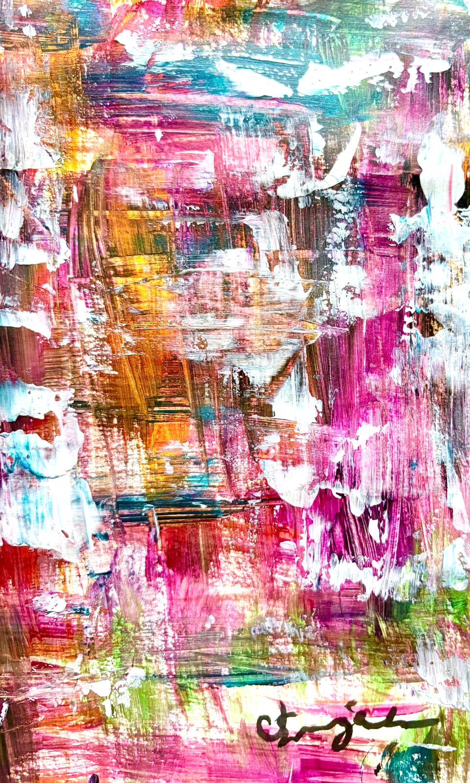 Guajardo Art: Bubble Gum Pop 9X6 Paper Vibrant Colorful Abstract