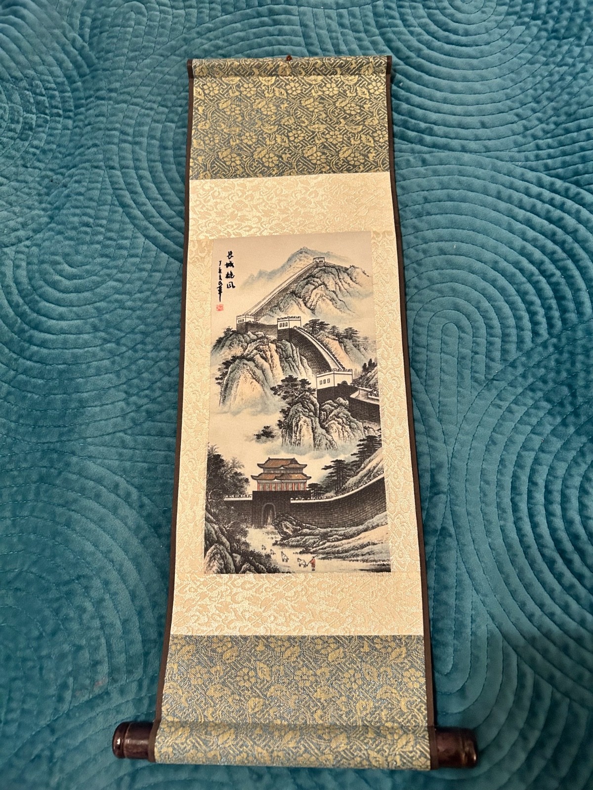 Chinese Silk Scroll Painting Landscapes Great Wall Scroll Painting Decoration