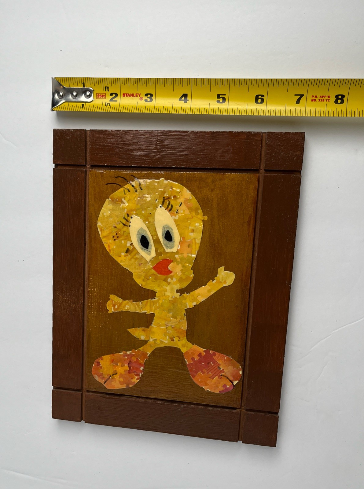 Handmade Unique Tweety Bird Art Modern Using Puzzle Piece Collage Vtg Warner Bro