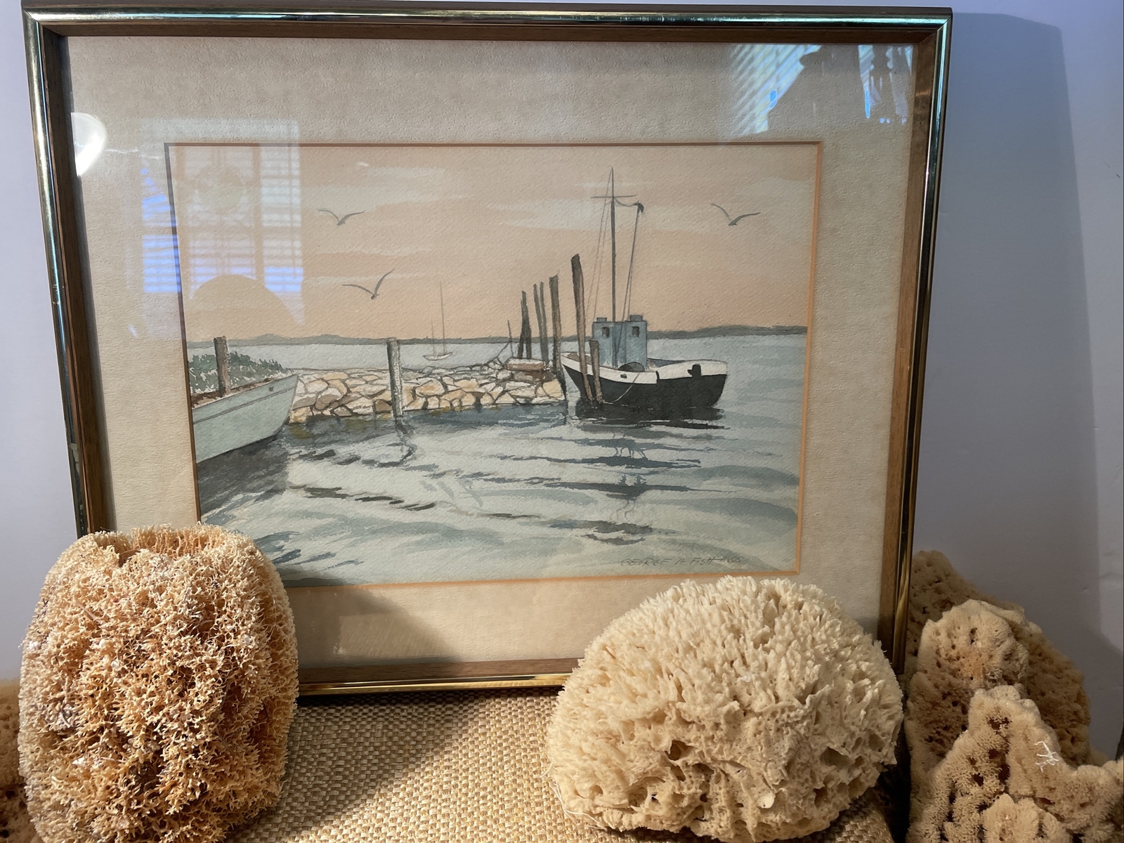 Original Seascape Watercolor New Jersey Artist George A. Fish AWS 1893-1993
