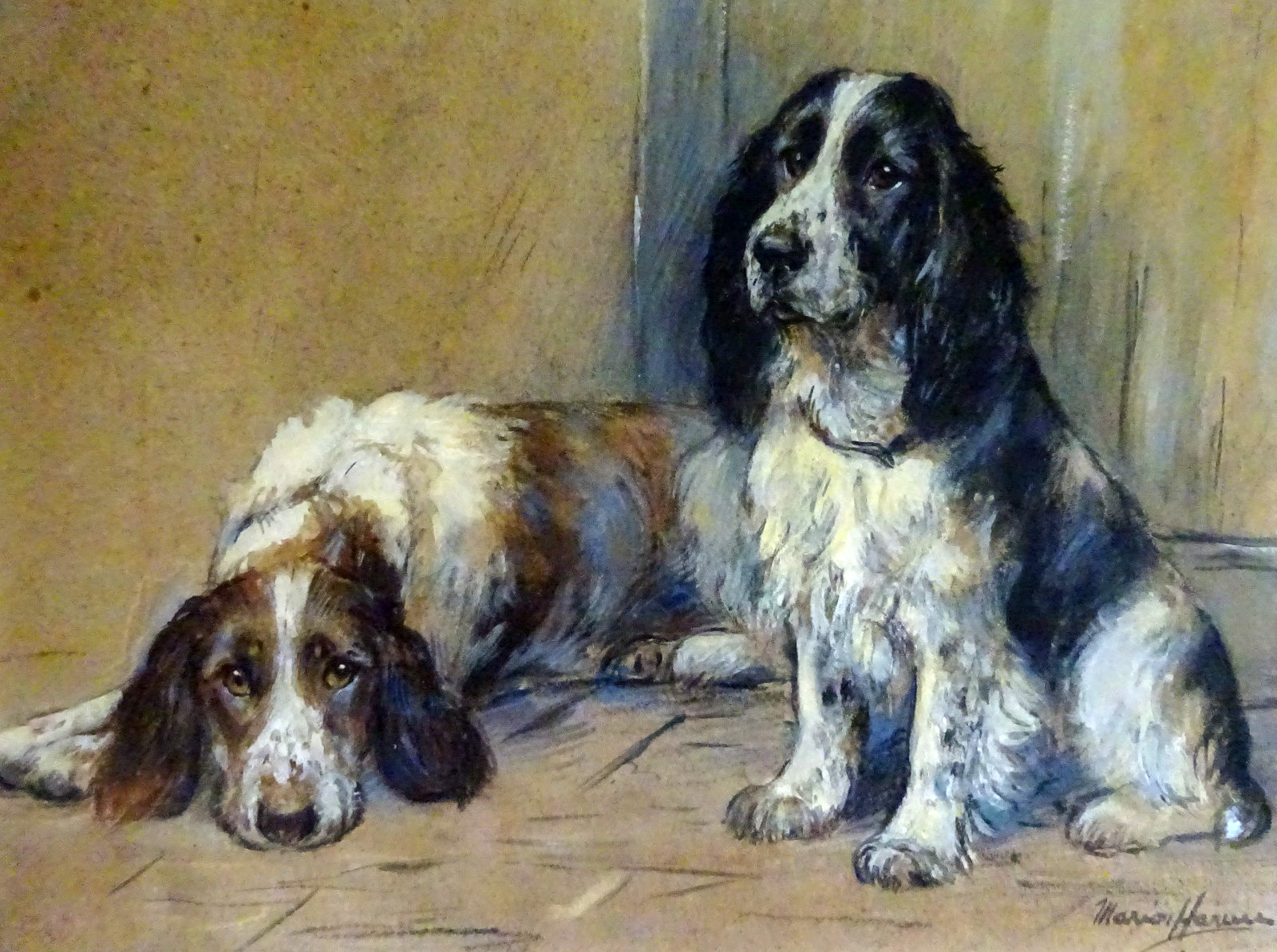 Pastel Painting – 2 Cocker Spaniels – Marion Rodger Hamilton Harvey 1886-1971