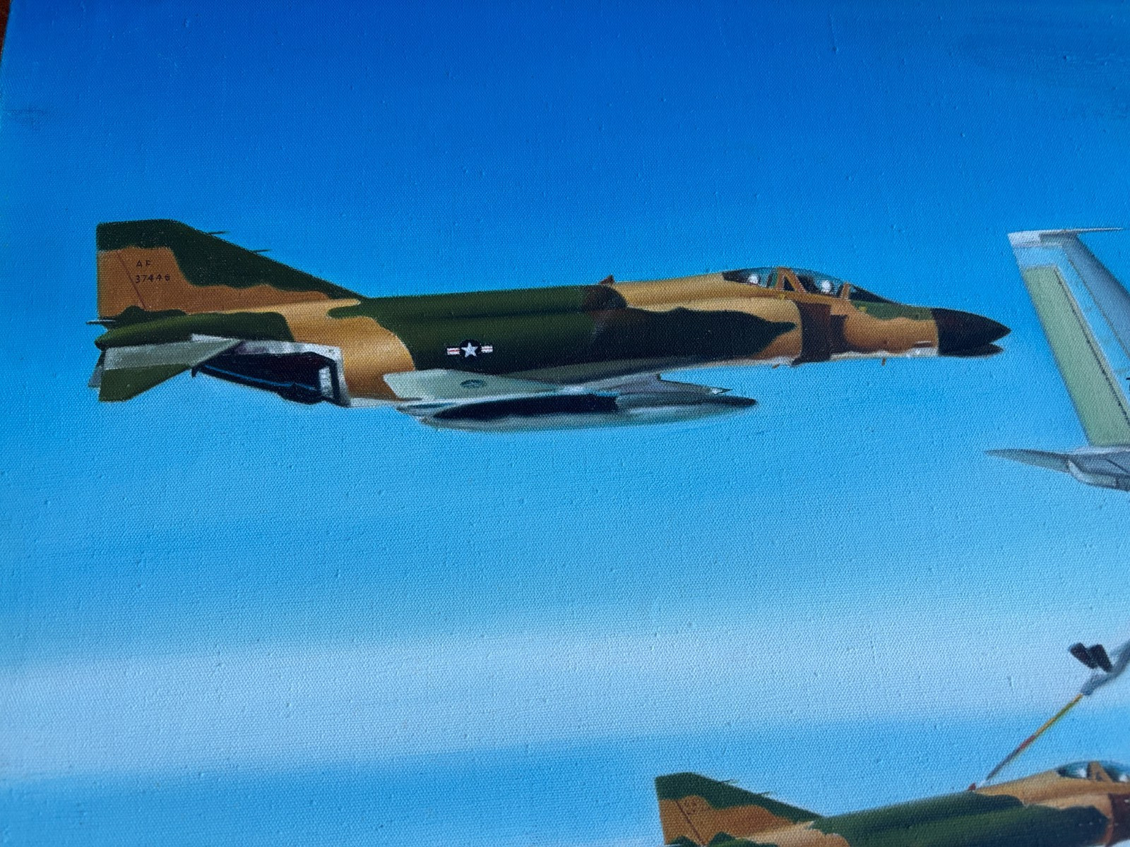 F-4 Phantom Aircraft Vietnam Refueling Original Aviation Painting – R.M. Sanchez