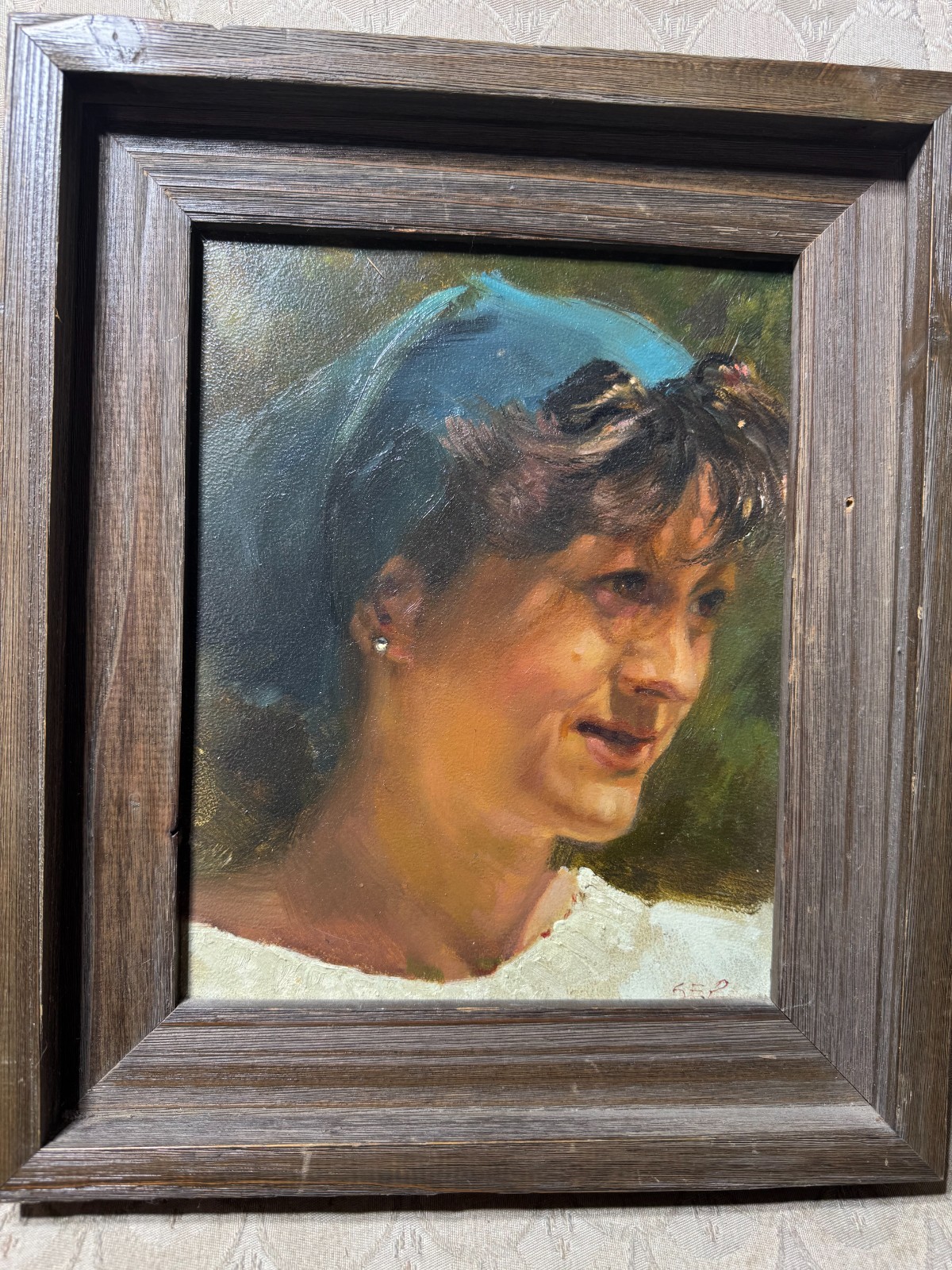 Vintage S.E.P «Female Portrait Scene» Oil On Board Painting – Signed And Framed