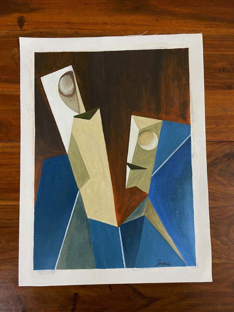 CUBIC Faces Original Art Geometric Painting Modern Abstract Wall Art Decor 12×16