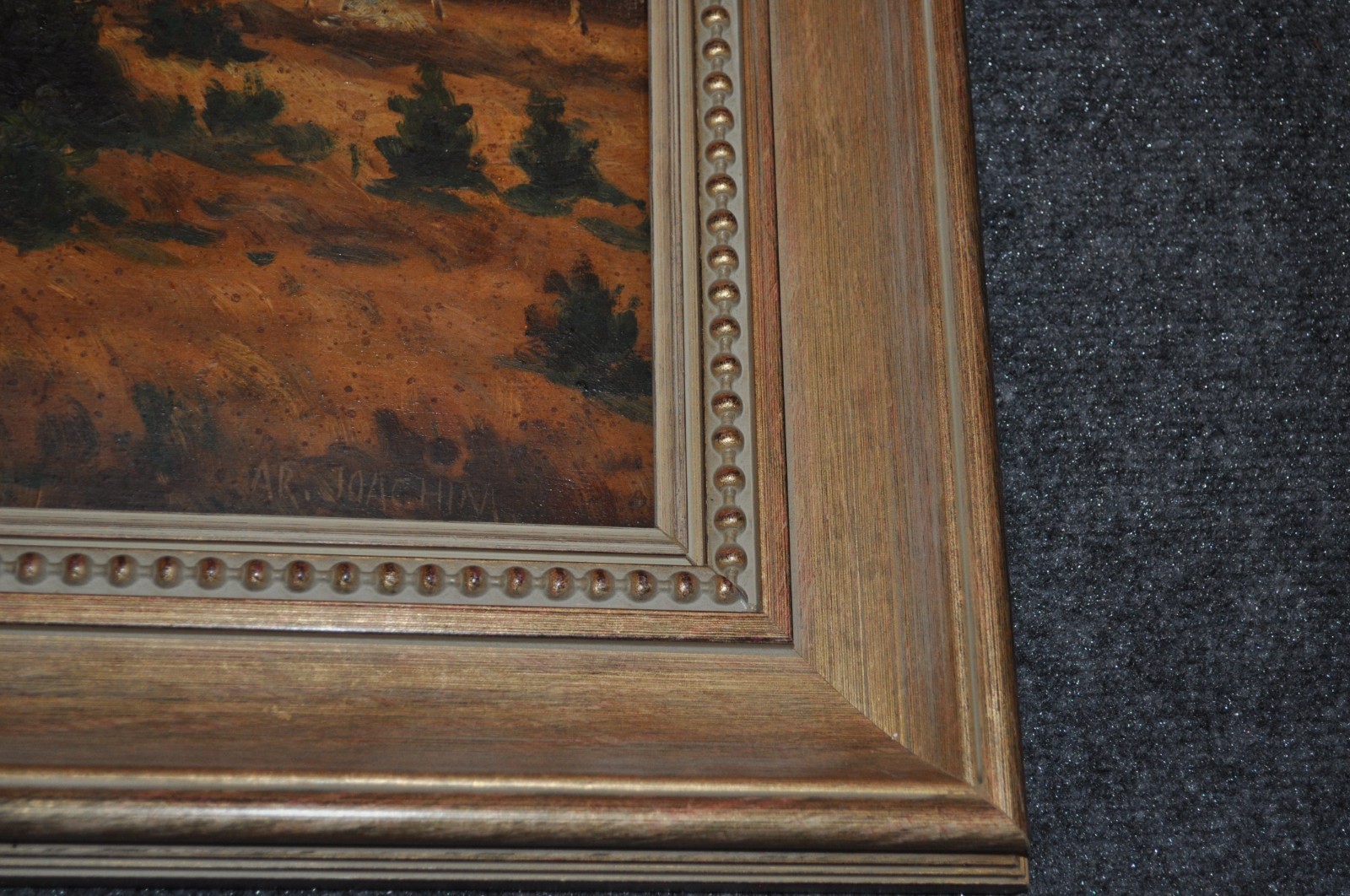 Antique French Impressionist Landscape Oil Painting on panel – Signed Framed