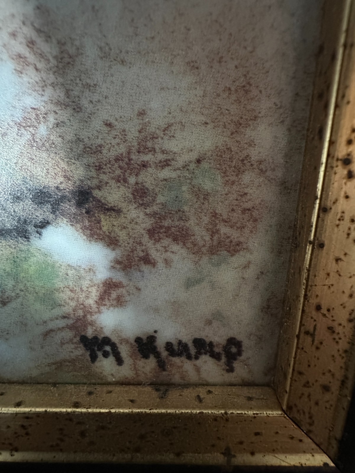 Max Karp “Lily” Enamel on Porcelain LE # 109/112 Framed 13″ x 15″ Impressionist