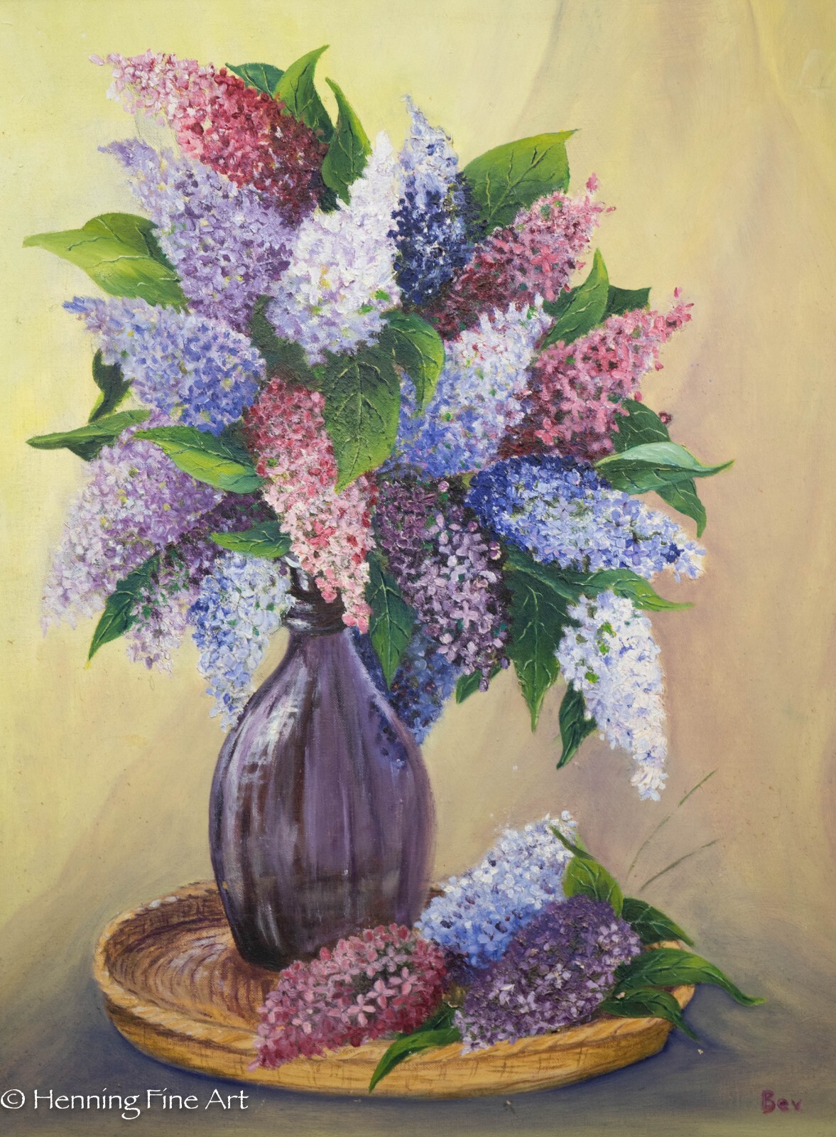 Beautiful Mid Century Oil Painting of Lilac Floral Still Life Signed & Fine!