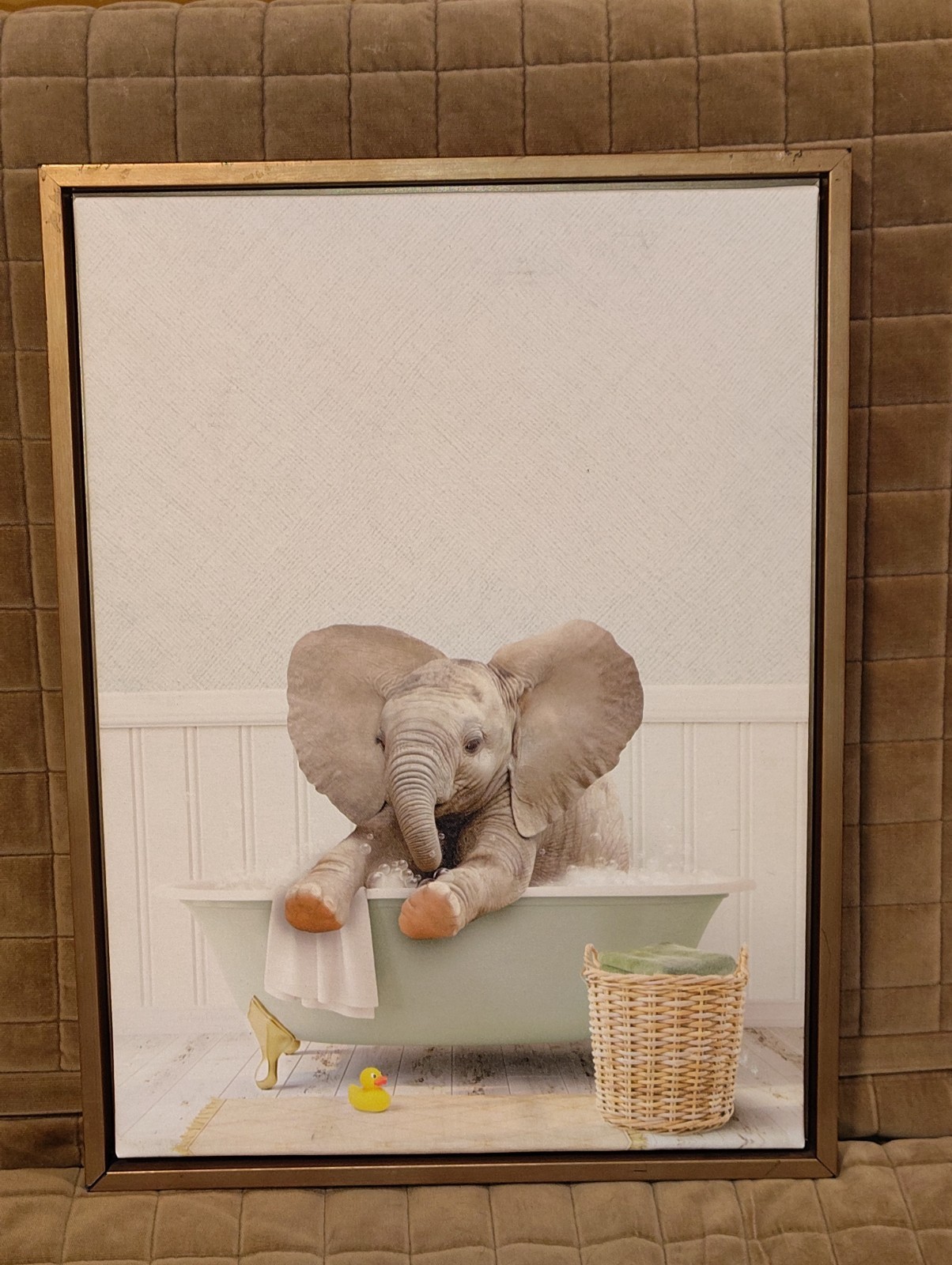 Sylvie Beaded Baby Elephant Big Ears Bath Canvas by Amy Peterson