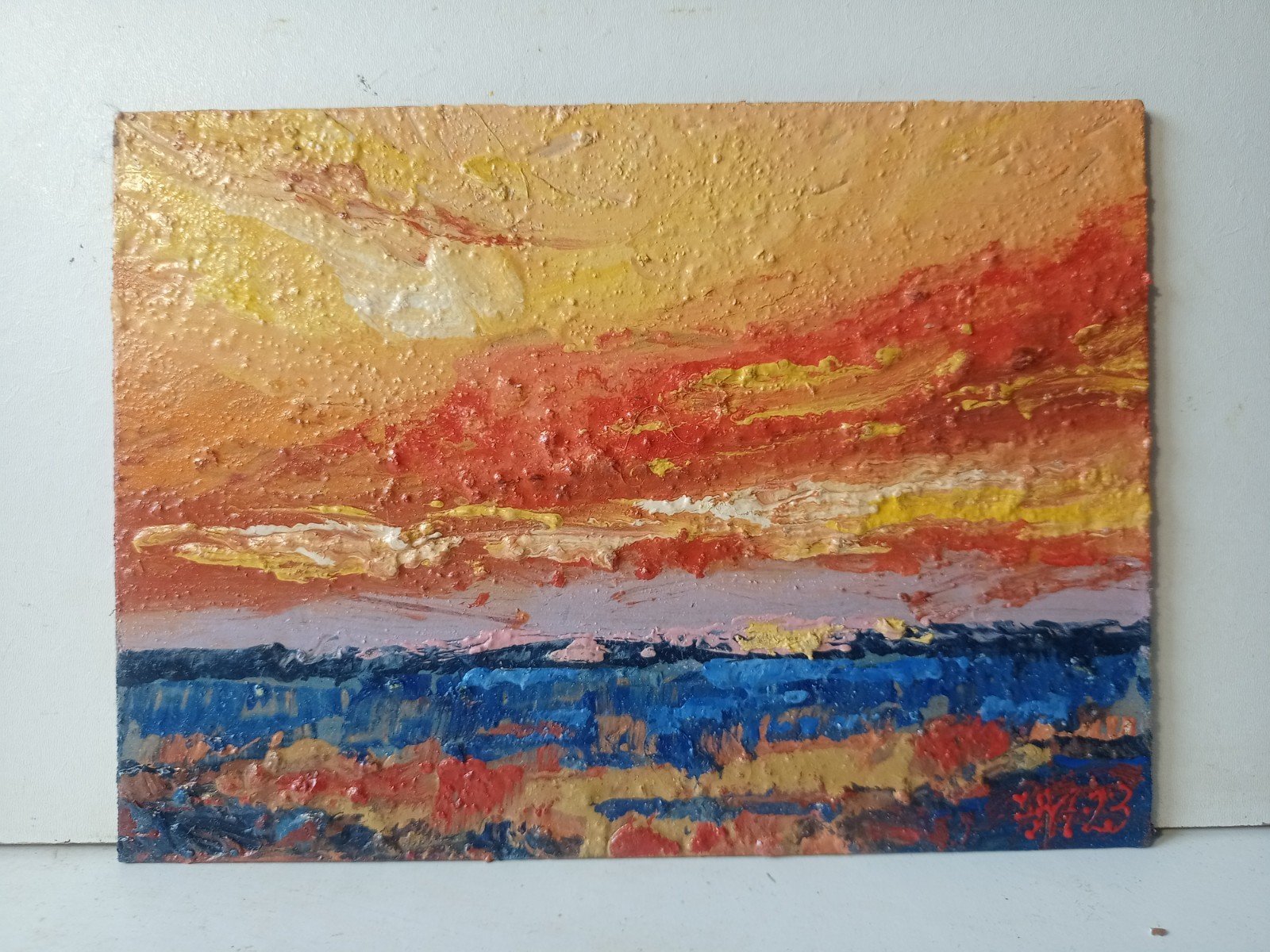 Sea Impasto Painting Original Art Impression Oil Painting 7 x 5 in