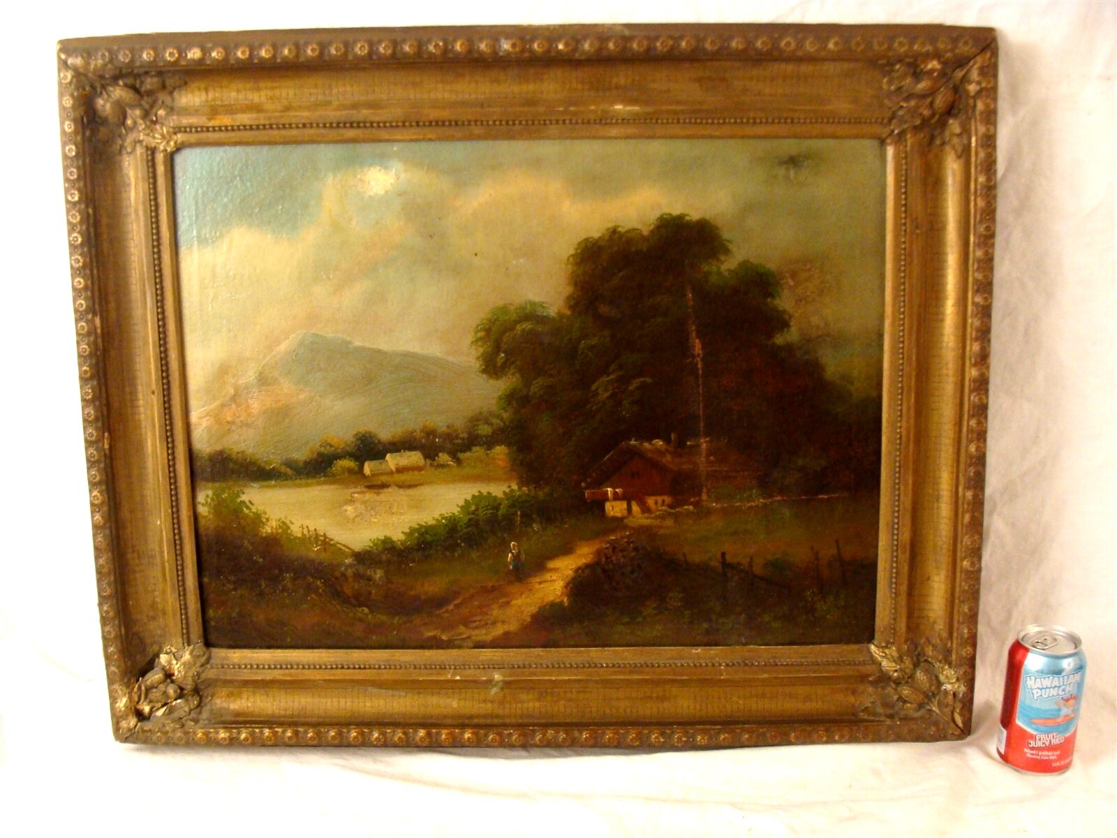 Antique 1852 Thomas Doughty Lake House Landscape O/C Painting