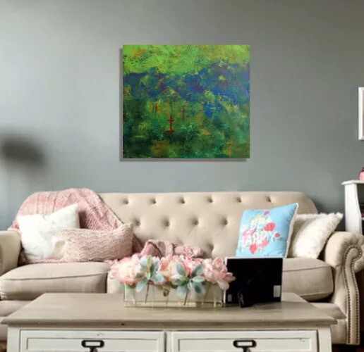 Original 26”x30” ,Acrylic, Signed, Abstract
