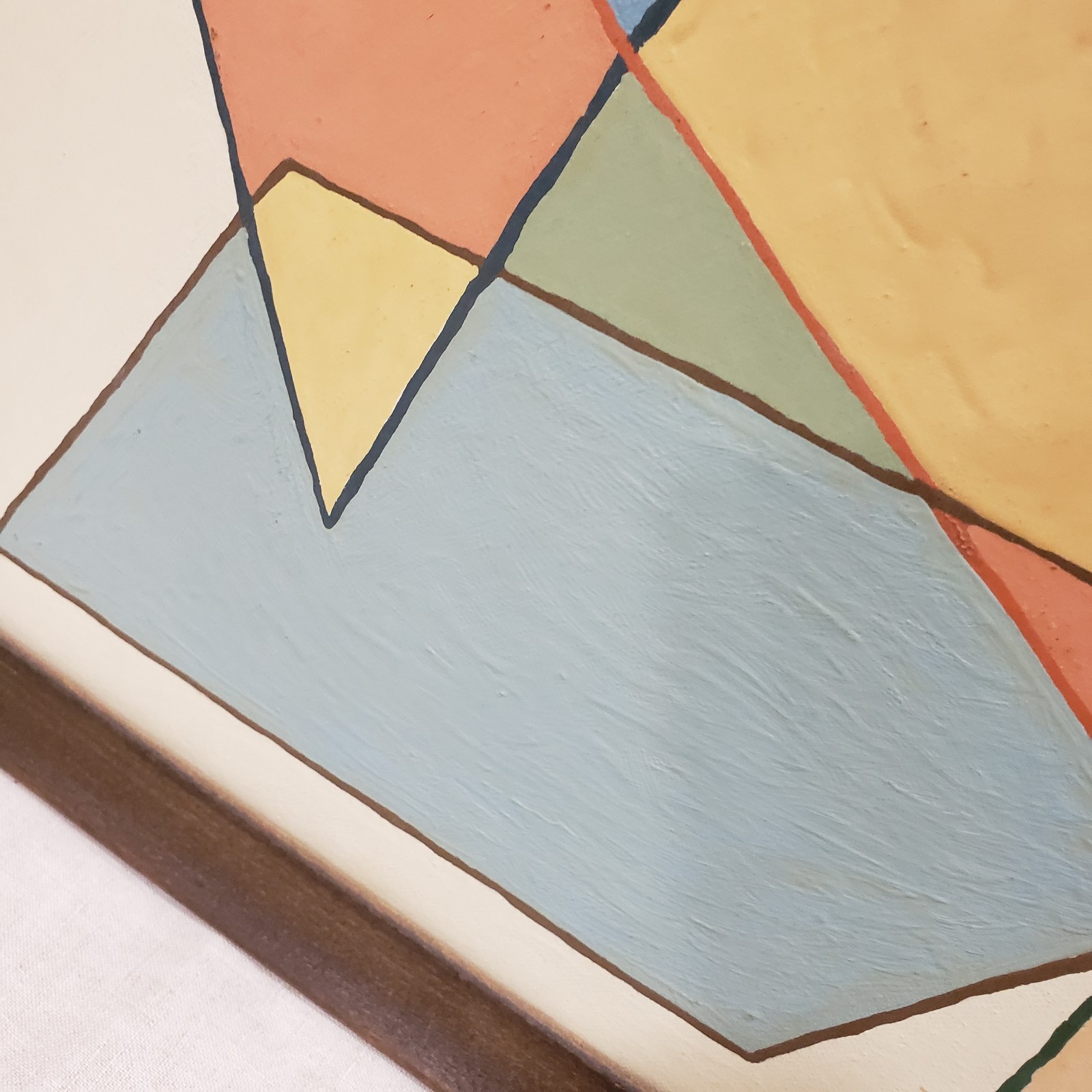 Original Geometric Abstract Painting Framed Bauhaus Modern Minimalist Wall Art