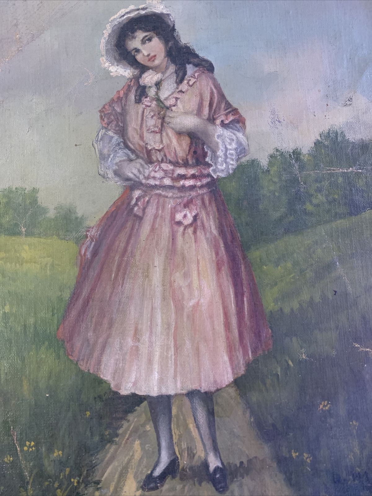 Wein Austria Antique Oil Painting 12×18” Rare Canvas Woman Beautiful