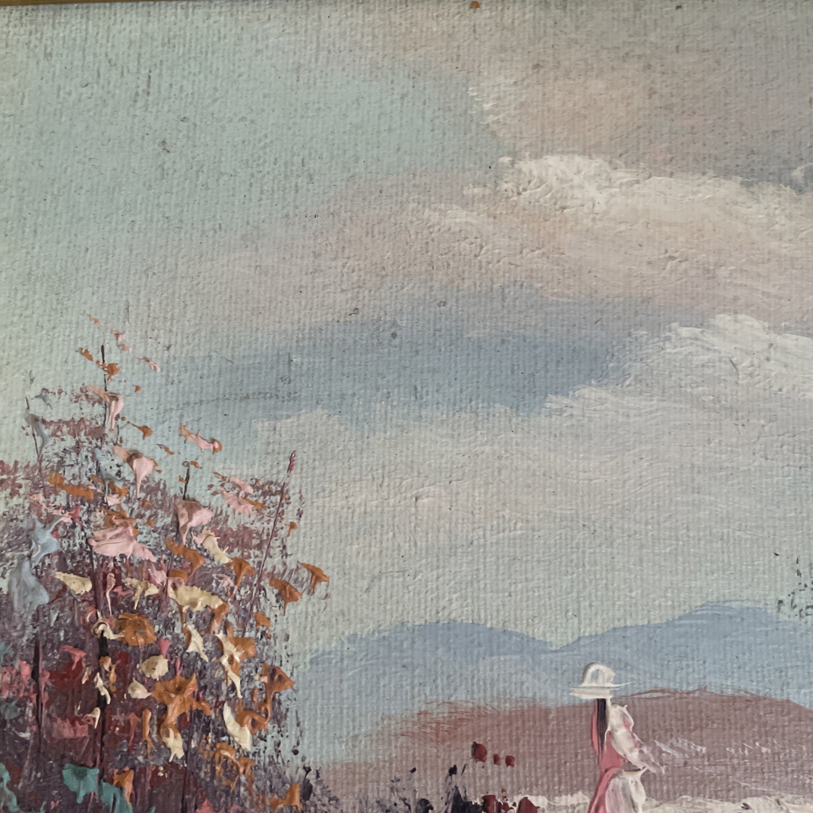 Original Impressionist Oil Painting on Board Victorian Scene Signed Gihong Frame