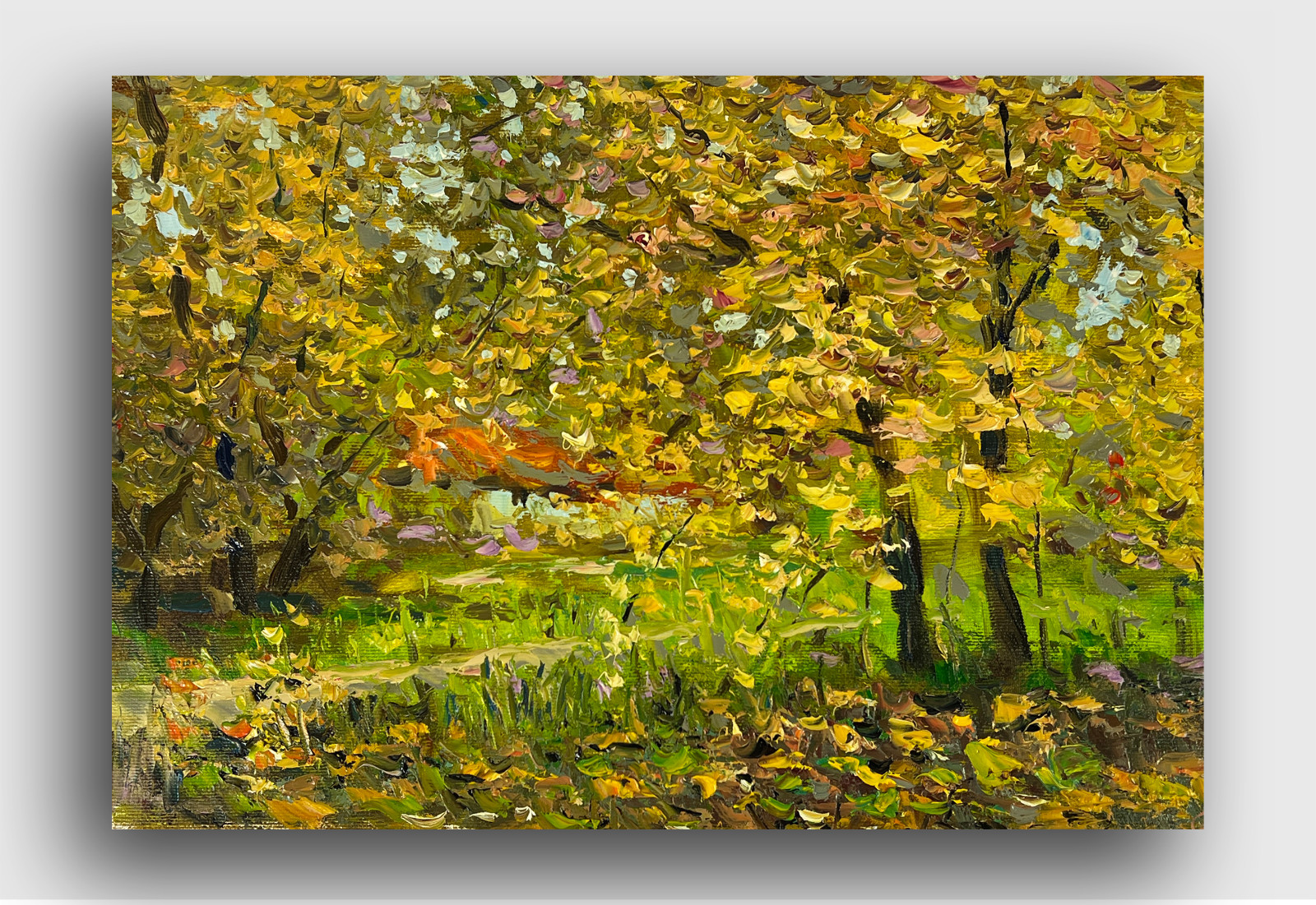 Oil painting Fall Ukrainian painter canvas Unframed original Decor landscape